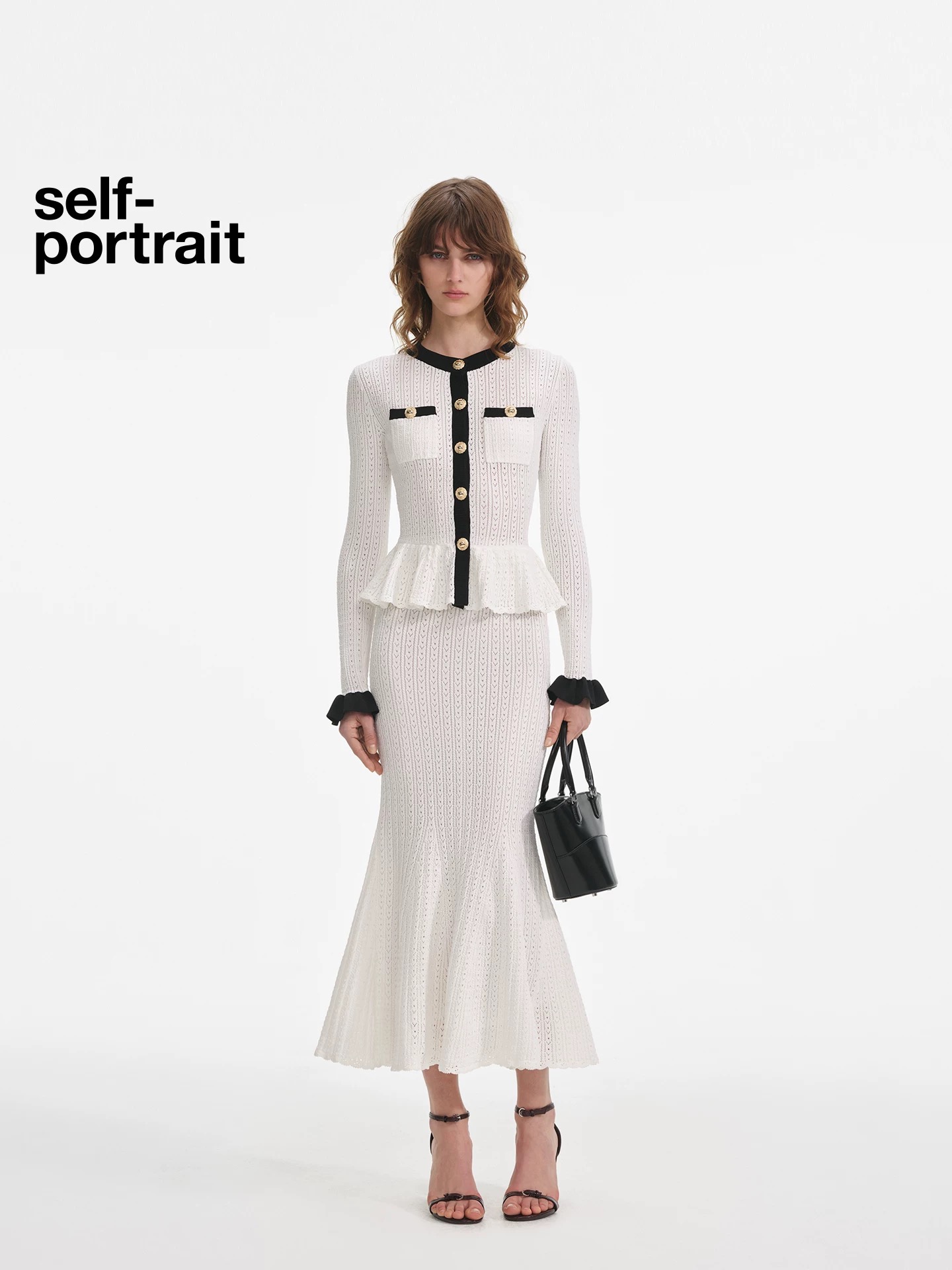 “High-End Women’s Dress: Self-Portrait 2025 Pure White Hand-Knitted Fish Tail for Stylish Commuting” - 图片 1