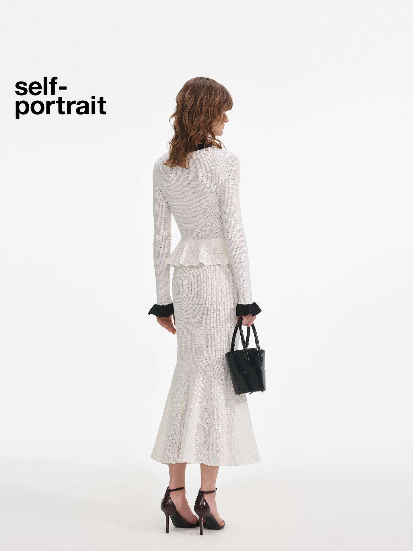 “High-End Women’s Dress: Self-Portrait 2025 Pure White Hand-Knitted Fish Tail for Stylish Commuting” - 图片 3