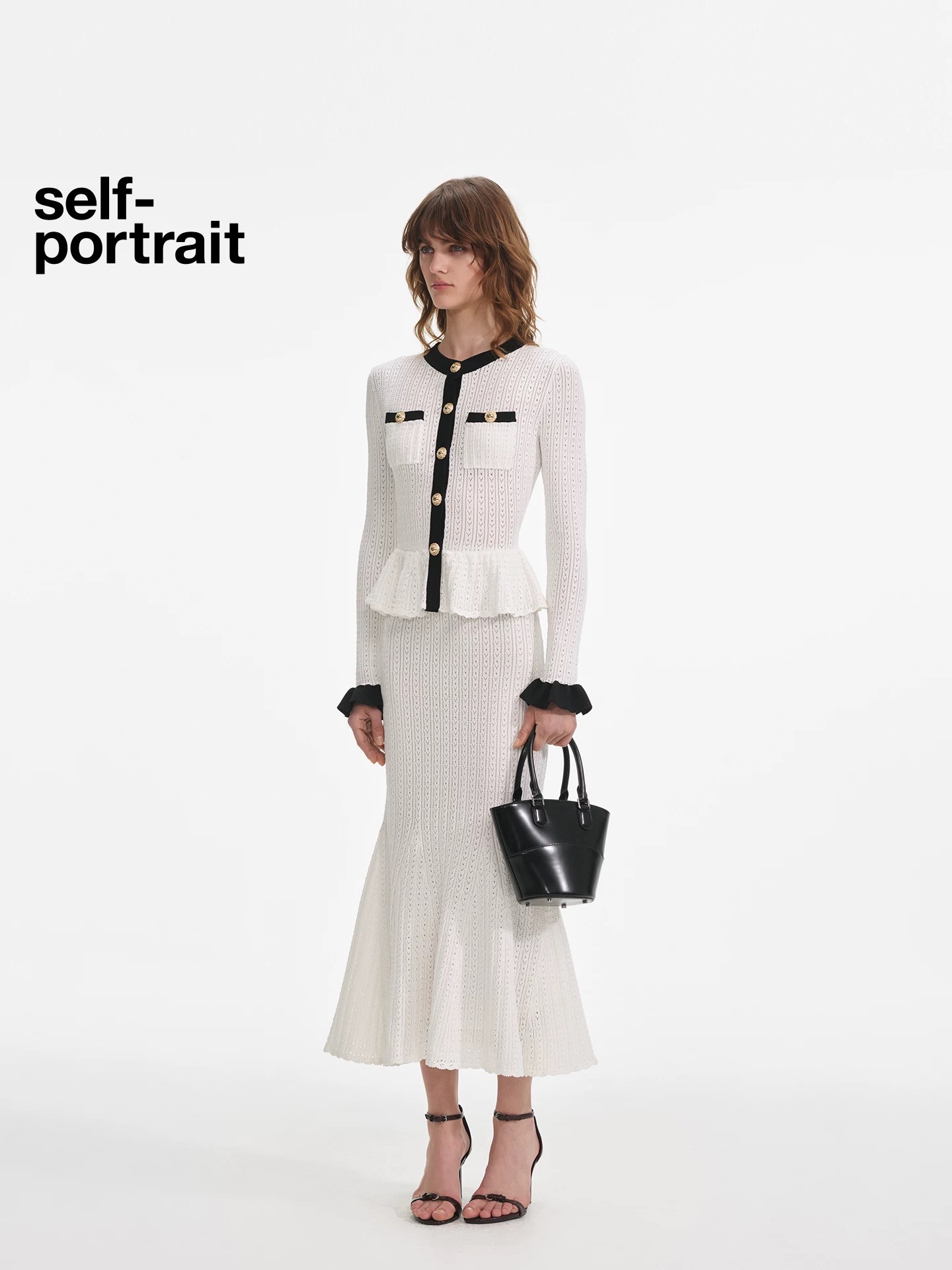 “High-End Women’s Dress: Self-Portrait 2025 Pure White Hand-Knitted Fish Tail for Stylish Commuting” - 图片 2