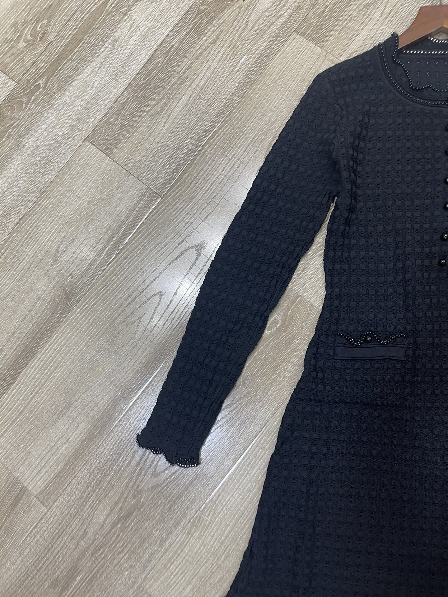 p708 High-end quality female dress package Sandro 2025, early autumn design blank-coloured knitted crotch dress sml - 图片 3