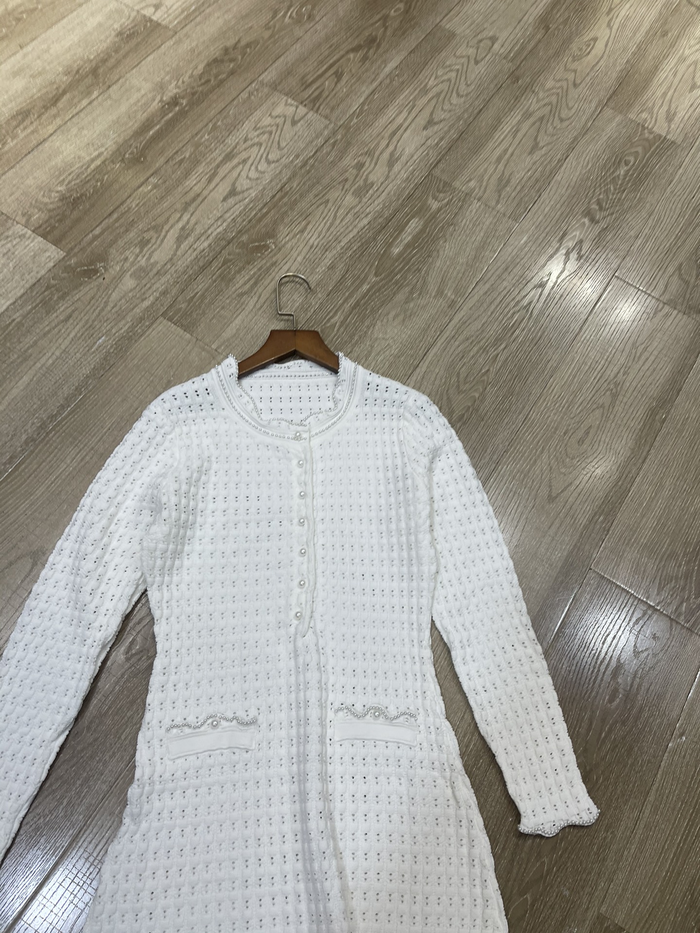 p708 High-end quality female dress package Sandro 2025, early autumn design blank-coloured knitted crotch dress sml - 图片 2