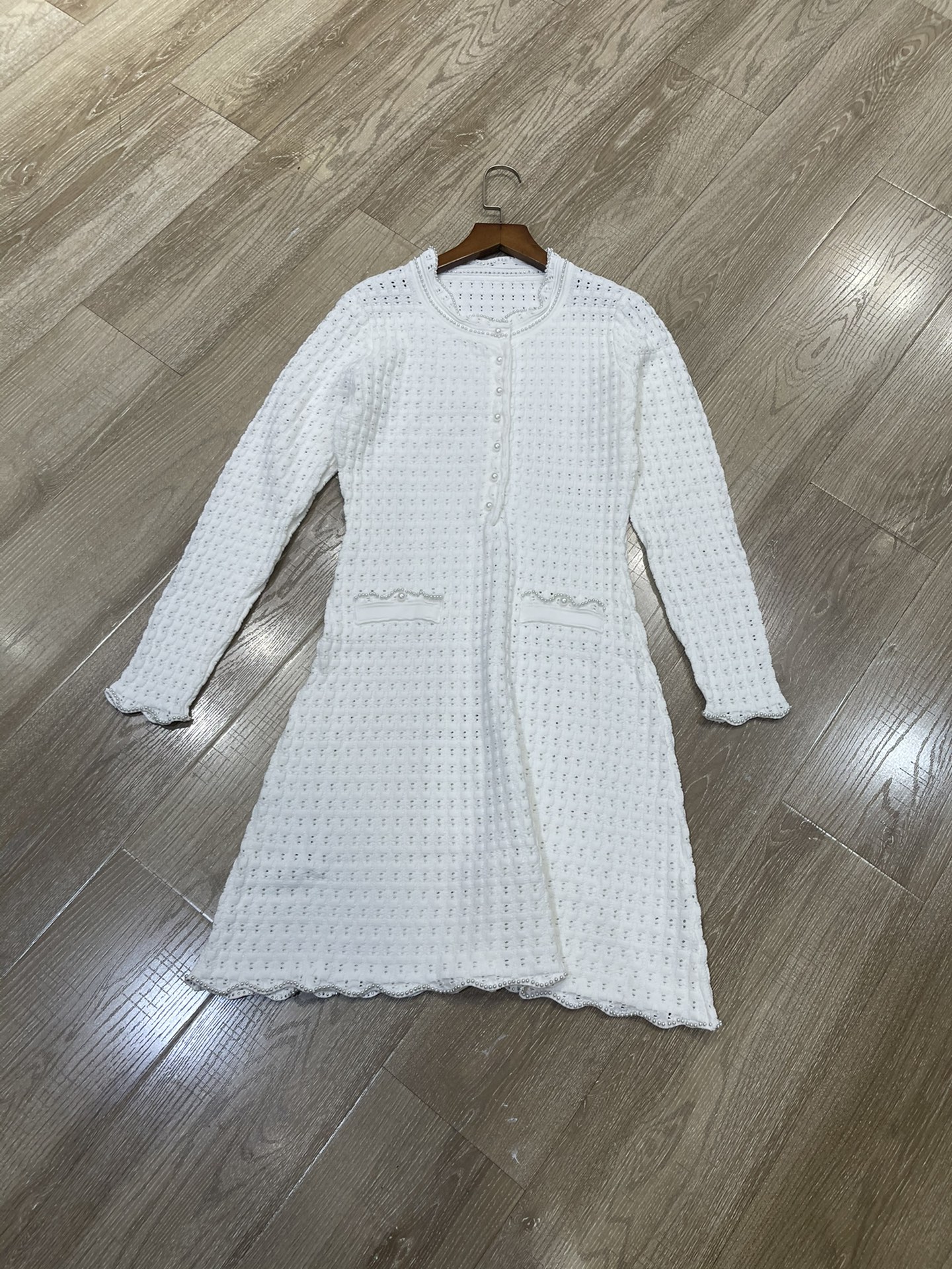 p708 High-end quality female dress package Sandro 2025, early autumn design blank-coloured knitted crotch dress sml - 图片 1