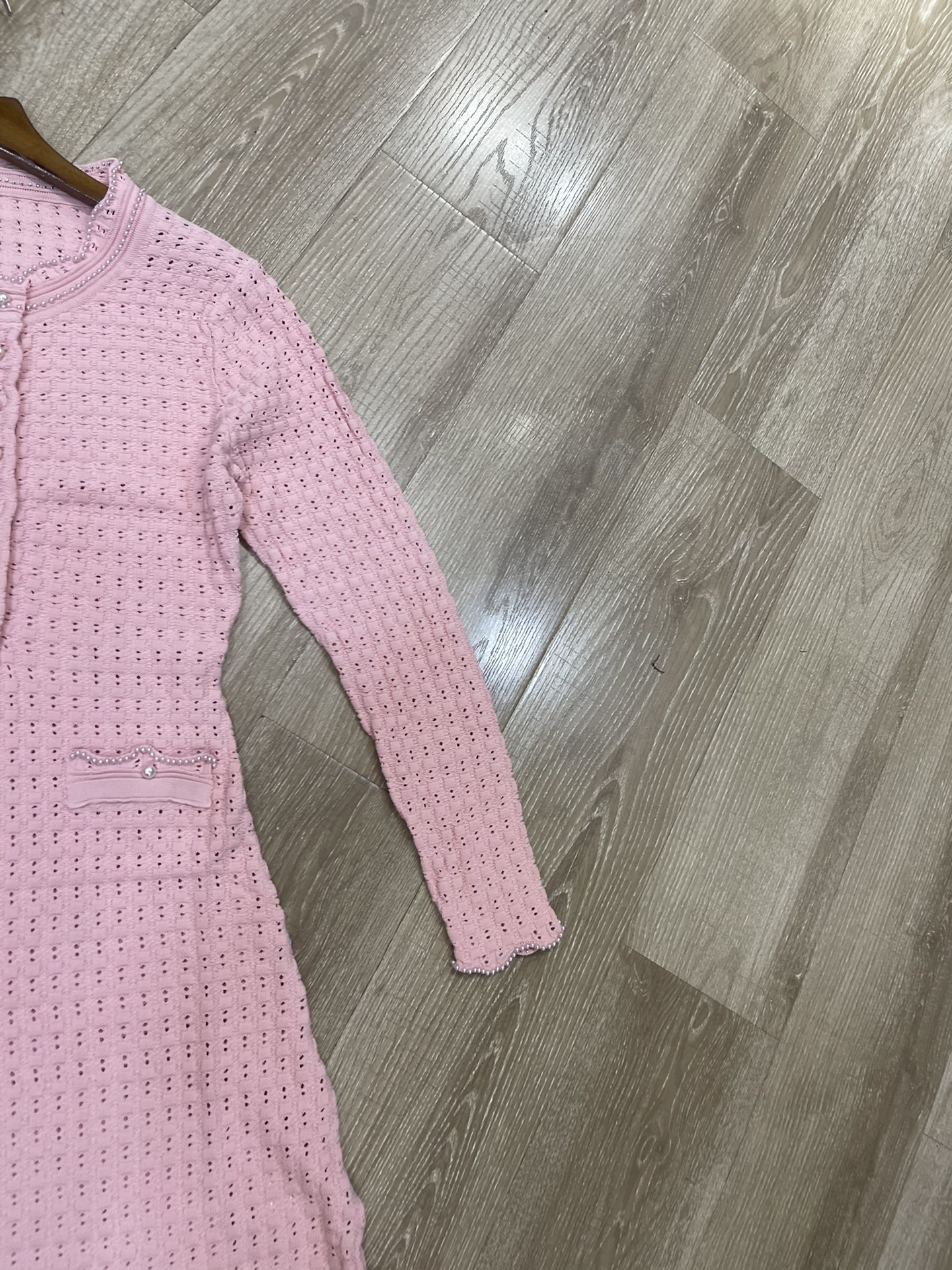 p708 High-end quality female dress package Sandro 2025, early autumn design blank-coloured knitted crotch dress sml - 图片 4