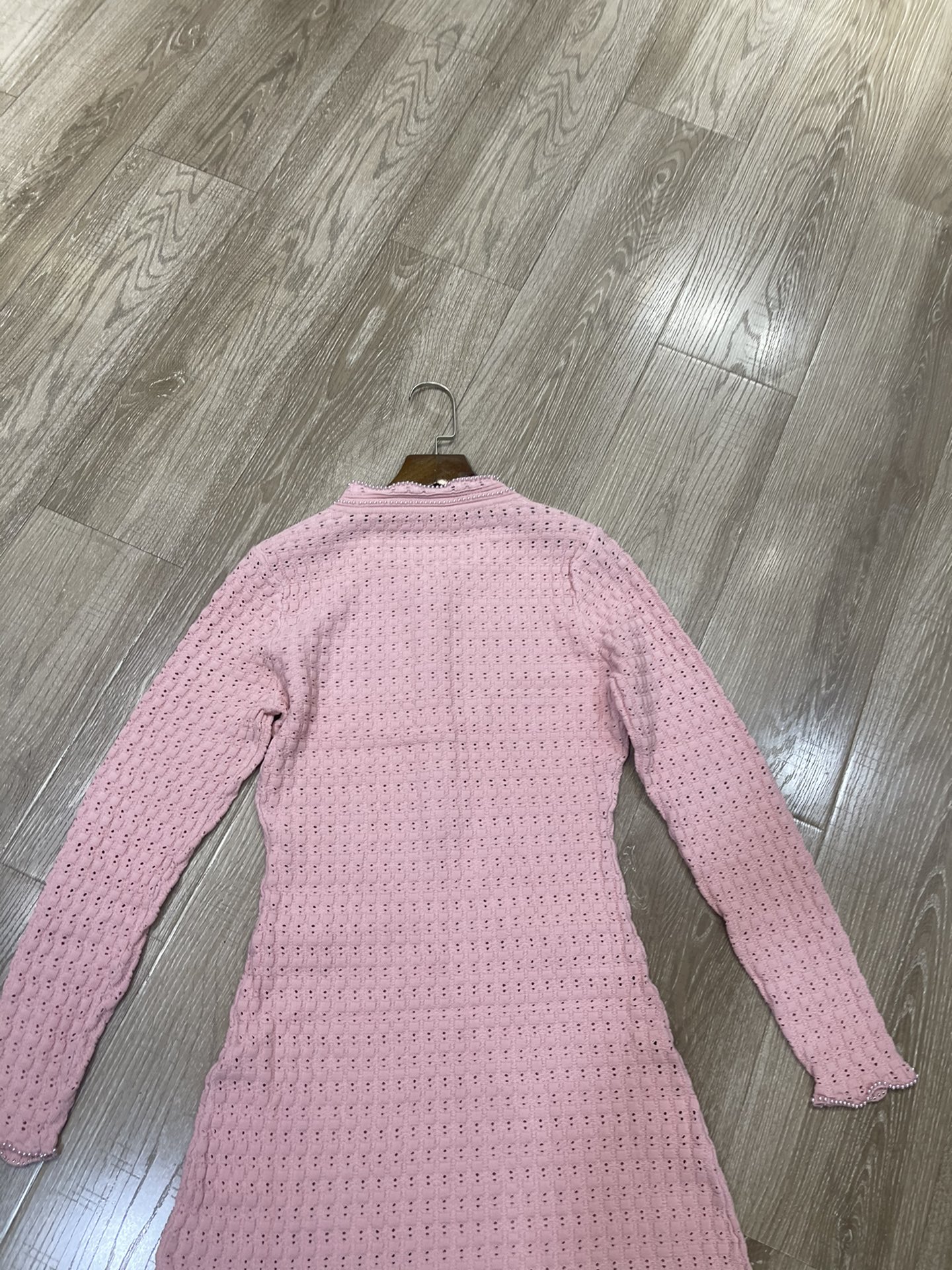 p708 High-end quality female dress package Sandro 2025, early autumn design blank-coloured knitted crotch dress sml - 图片 7