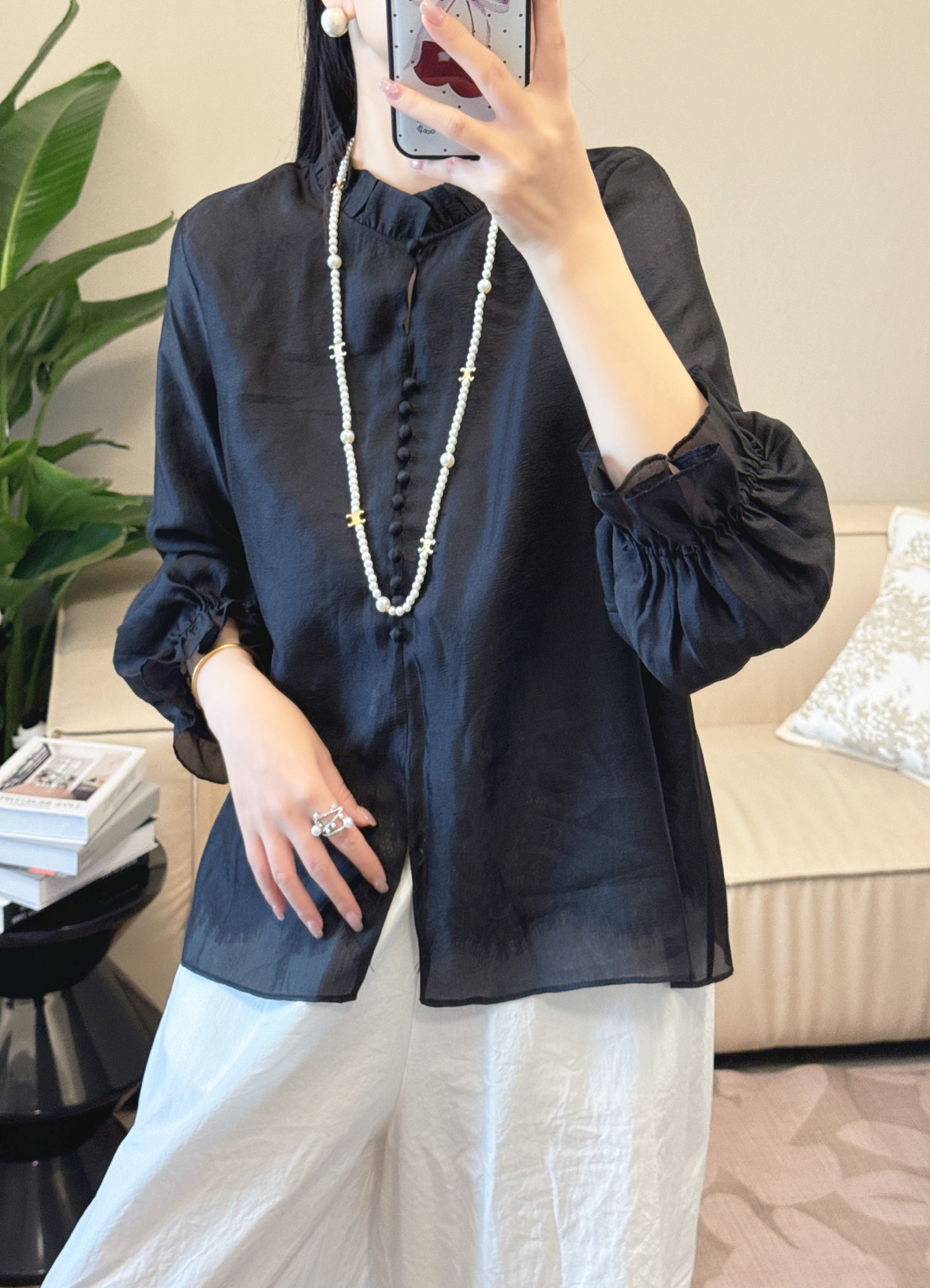 Elegant Tencel & Lace Blouse - Versatile Top for All Seasons (Sizes M-XL) 4 i1758078304254 9978 0 3