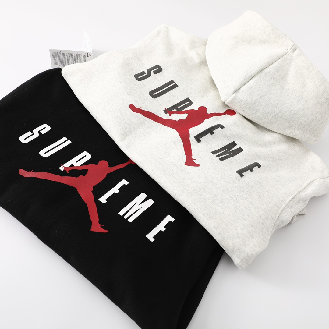 Supreme x Jordan FW24 Velvet Hooded Sweatshirt in Black: Sizes and Measurements. - 图片 7