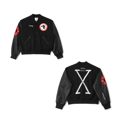Supreme x 40 Acres Malcolm X Varsity Jacket,SS25 WEEK9, Black, Unisex 1 Supreme x 40 Acres Malcolm X Varsity Jacket,SS25 WEEK9, Black, Unisex