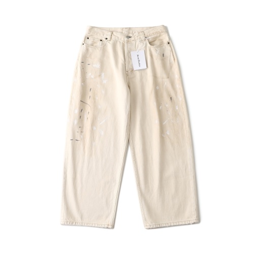 Acne Studios 1981 Loose Fit Splatter-Paint Jeans with Leather Pockets 1 Acne Studios 1981 Loose Fit Splatter-Paint Jeans with Leather Pockets