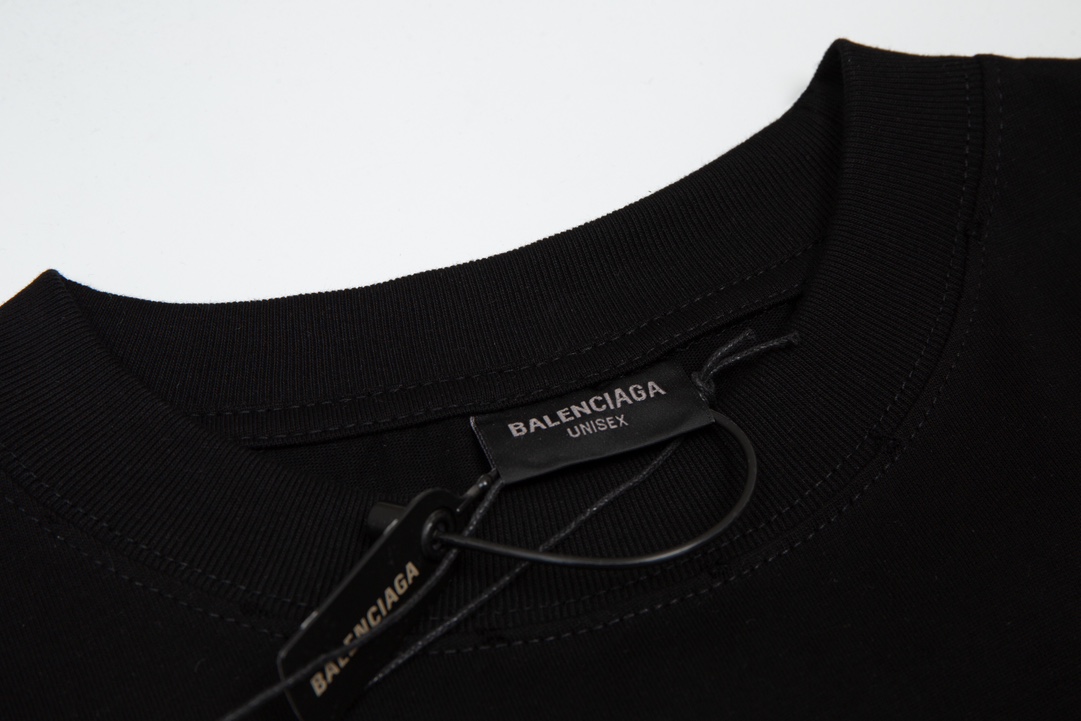 高品质Balenciga/巴黎世家不规则字母前后印花T恤标准的印花技术纯棉柔软面料对色定染面料超精细平网