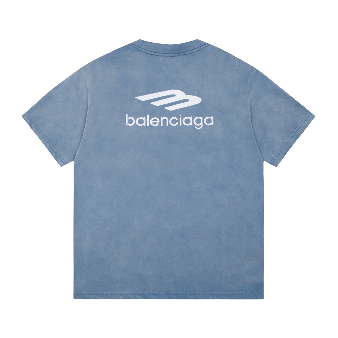 高品质Balenciga/巴黎世家前后字母logo绣花T恤进口刺绣技术全方位磨破纯棉柔软面料对色定染面料
