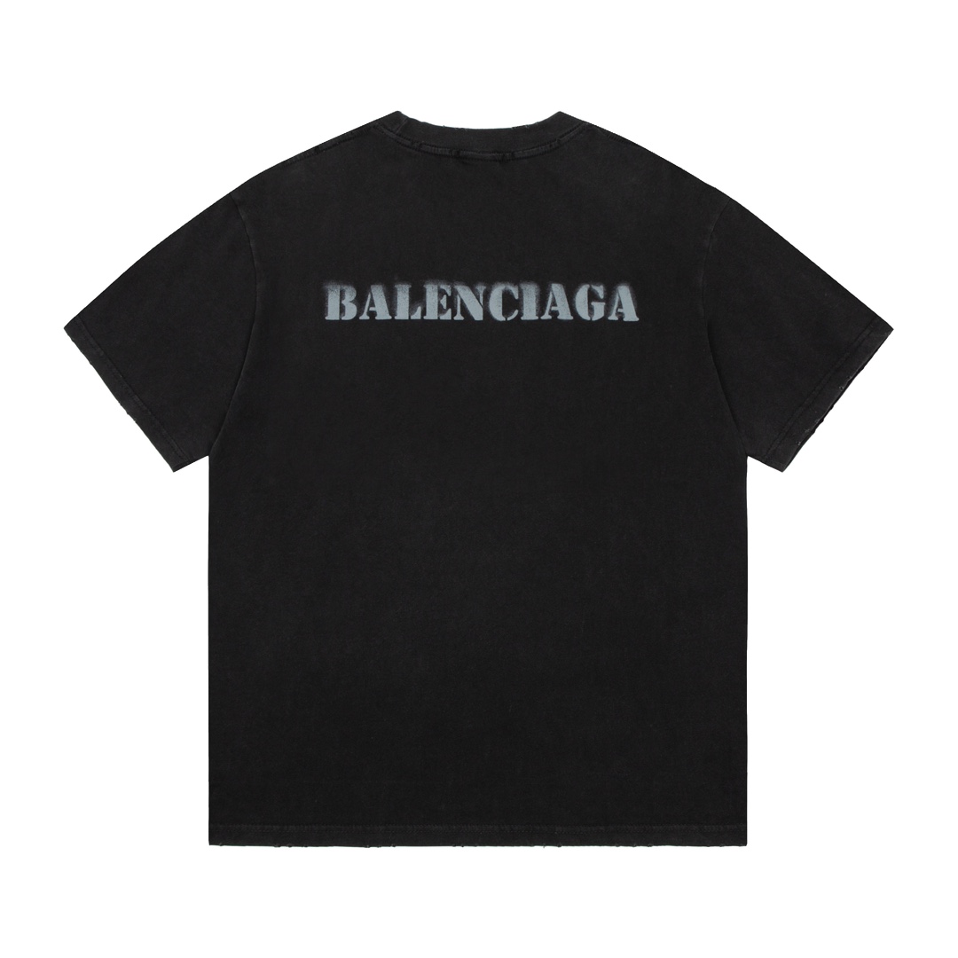 顶级） Balenciaga/巴黎世家 渐变模糊字母T恤