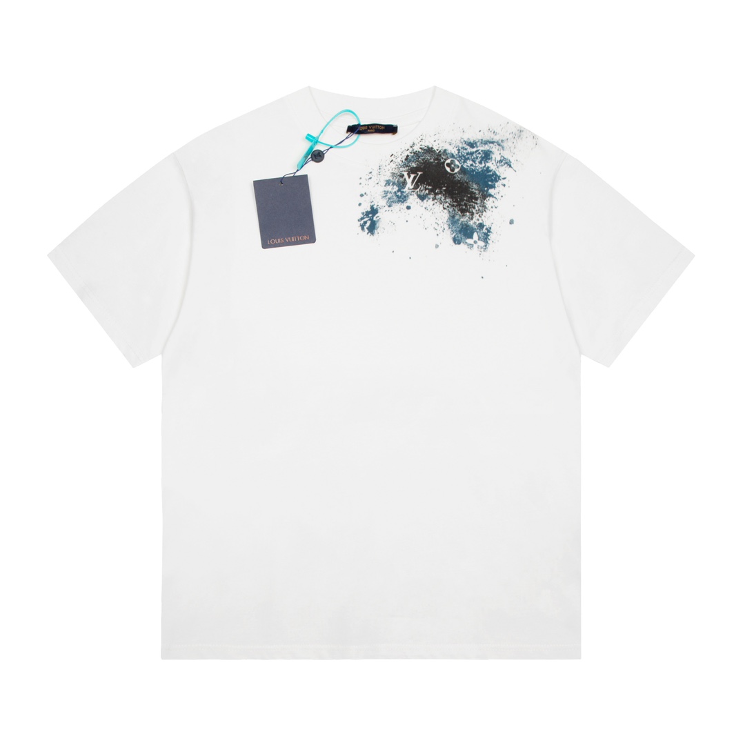Louis Vuitton Clothing T-Shirt Printing Unisex Cotton Fashion Short Sleeve