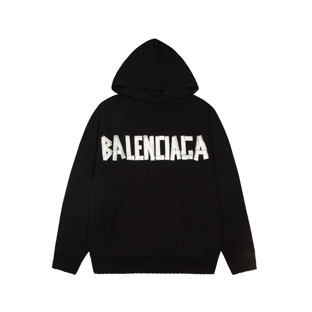 Balenciaga/巴黎世家 24ss 磨破 美纹胶带连帽卫衣