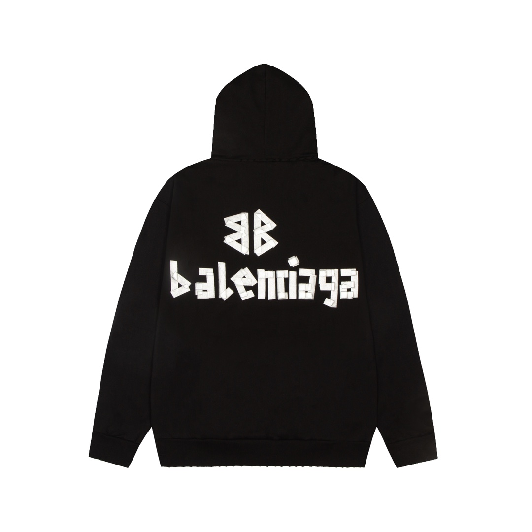 Balenciaga/巴黎世家 24ss 磨破 美纹胶带连帽卫衣