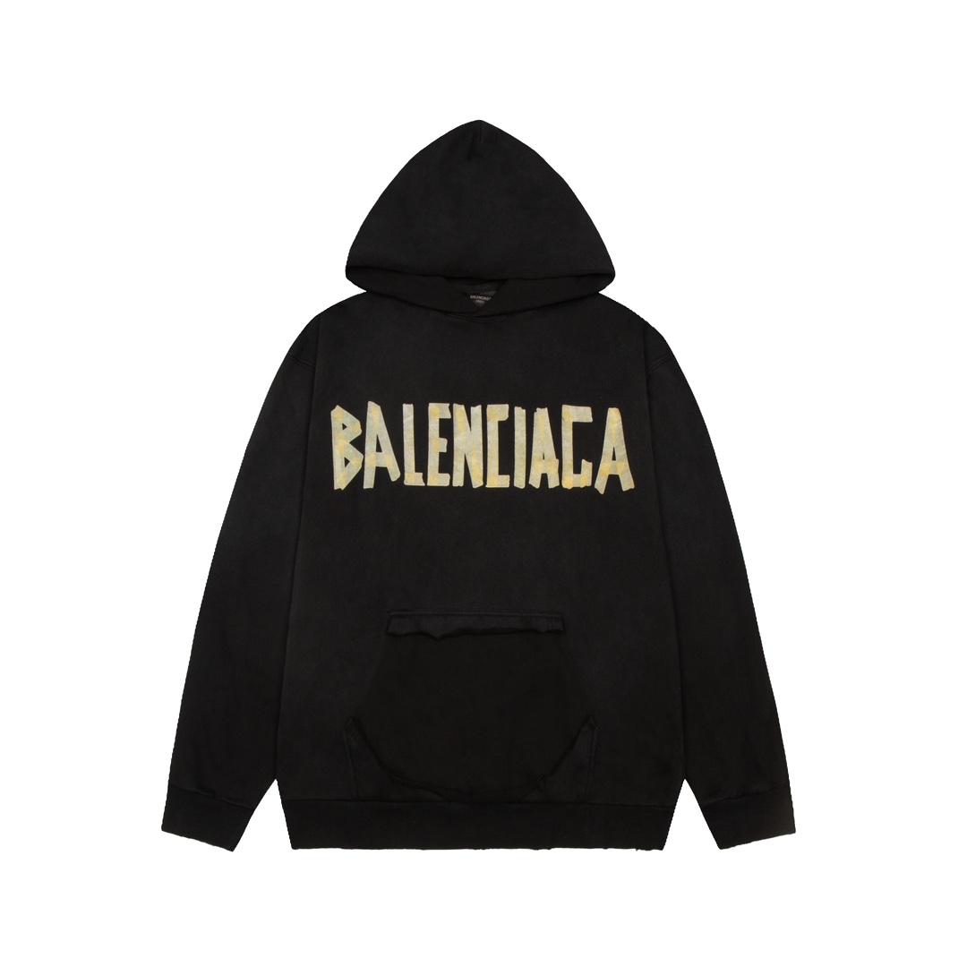 Balenciaga/巴黎世家 24ss 磨破 胶带连帽卫衣