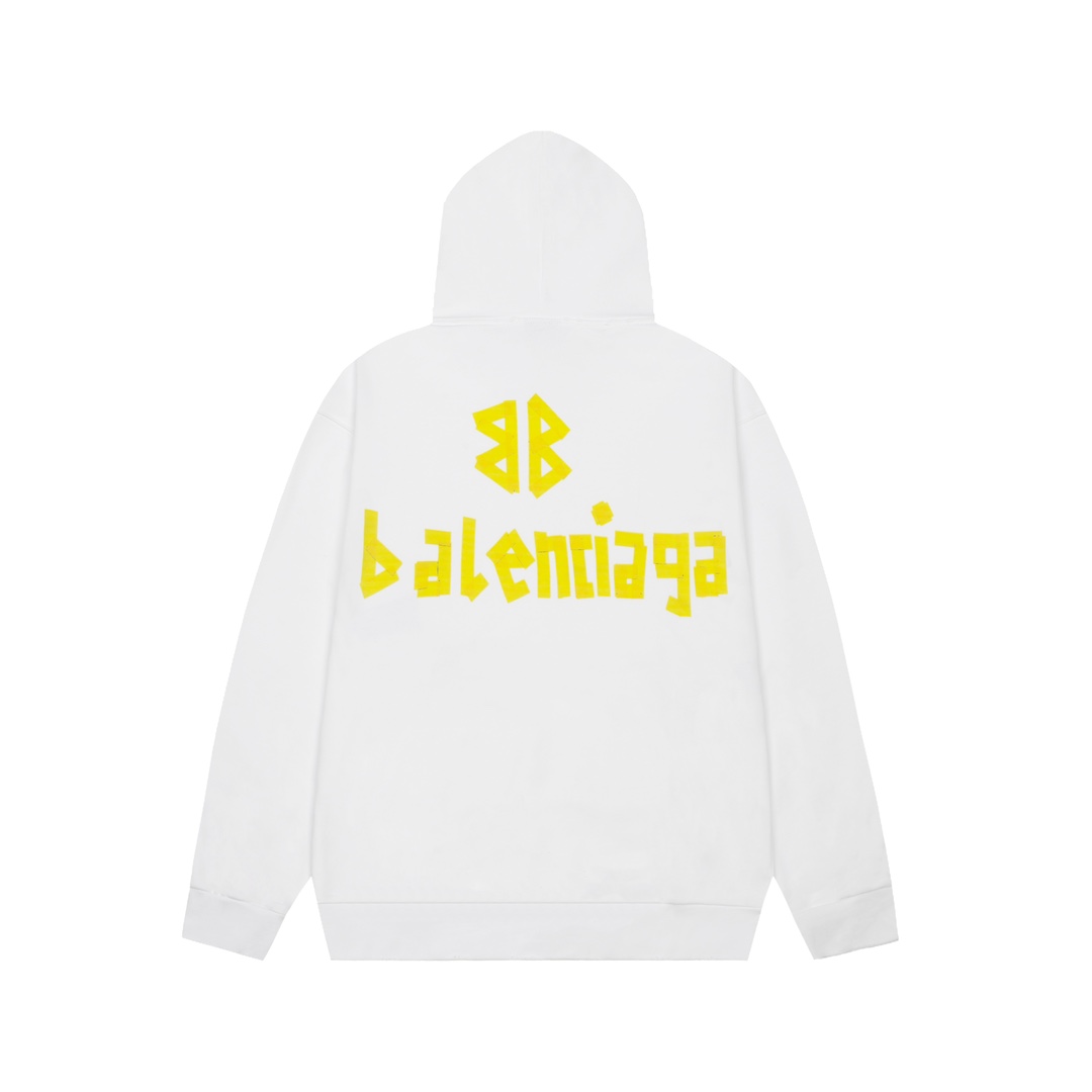 高品质 Balenciga/巴黎世家 磨破 胶带连帽卫衣