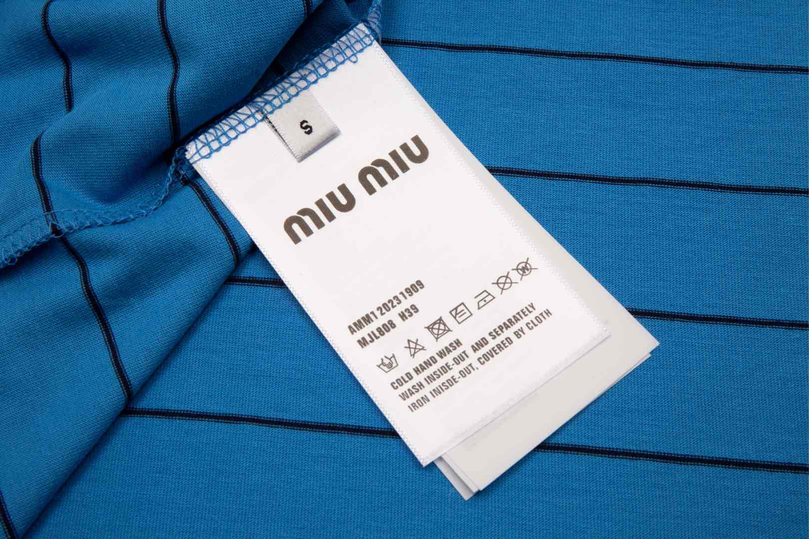 Miumiu 新款系列 条纹微标口袋短袖T恤