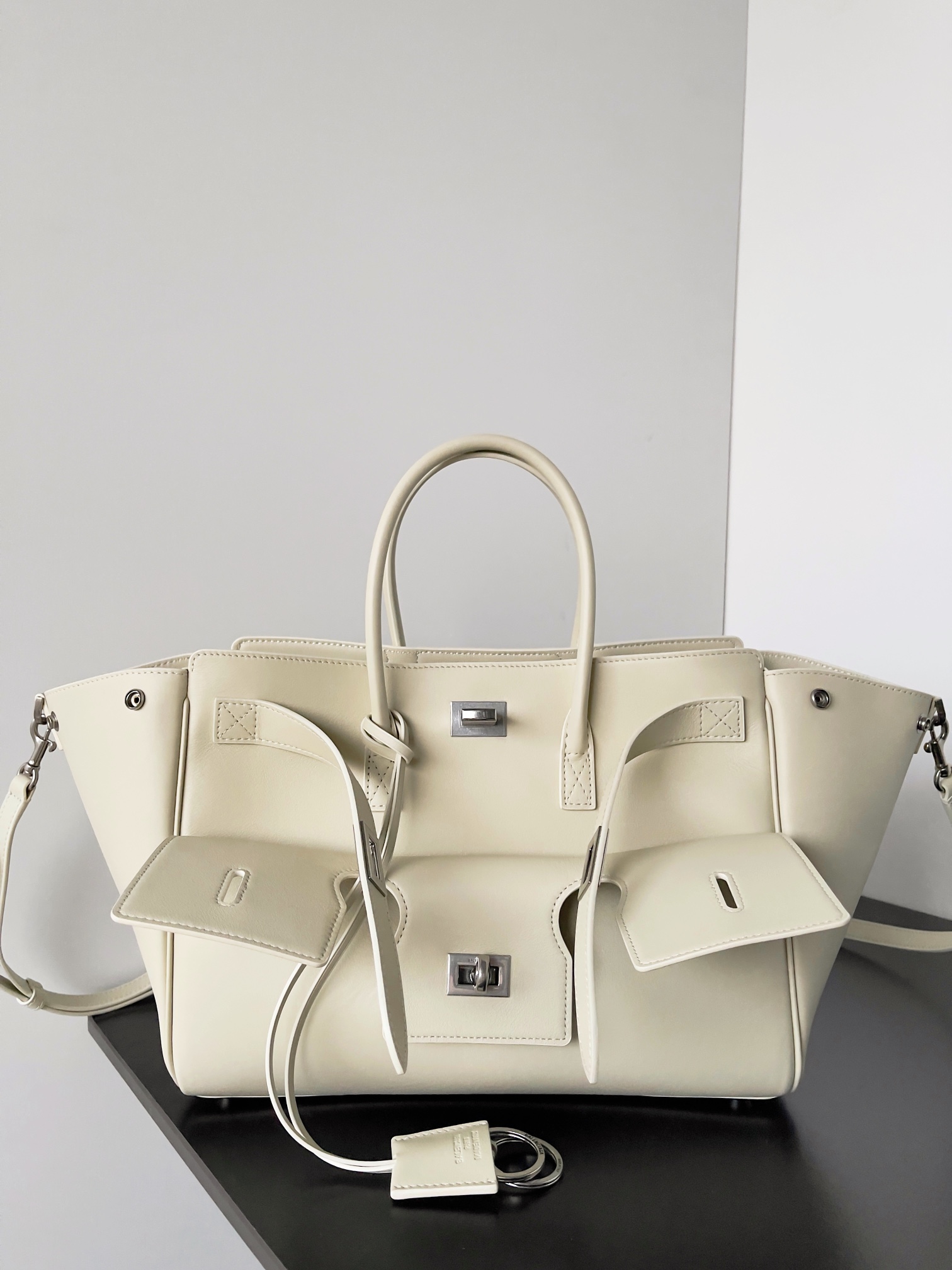 Balenciaga Style Beige Leather Crossbody Bag Lookbook Reference image 1