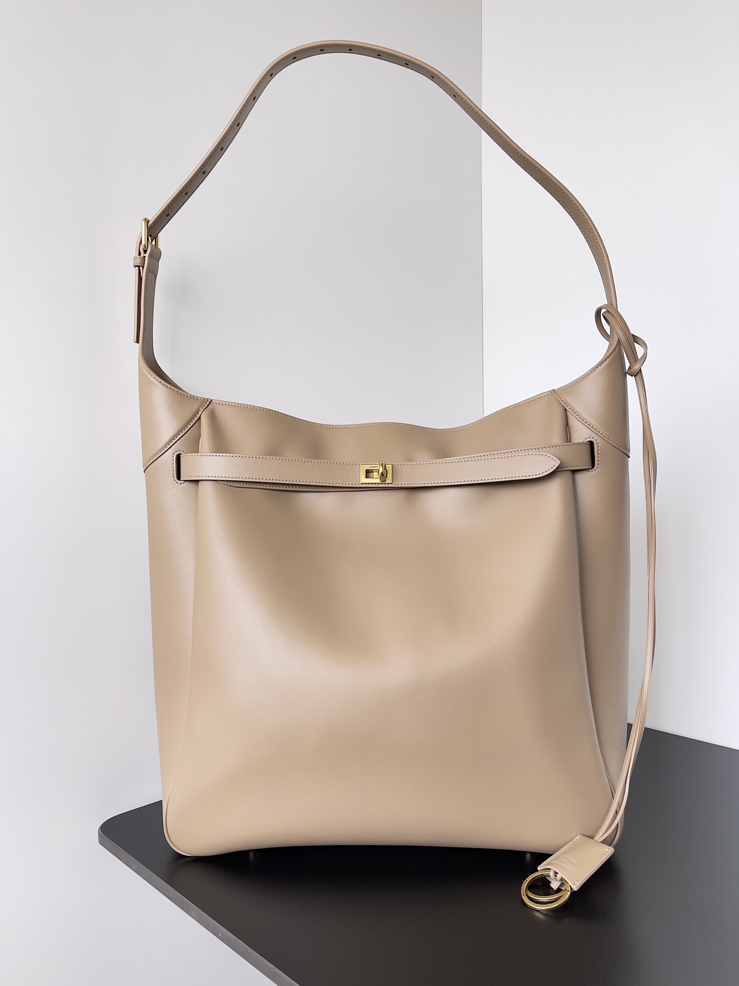 Balenciaga Bel Air Hobo Bag - Leather Shoulder Bag for Women, Beige