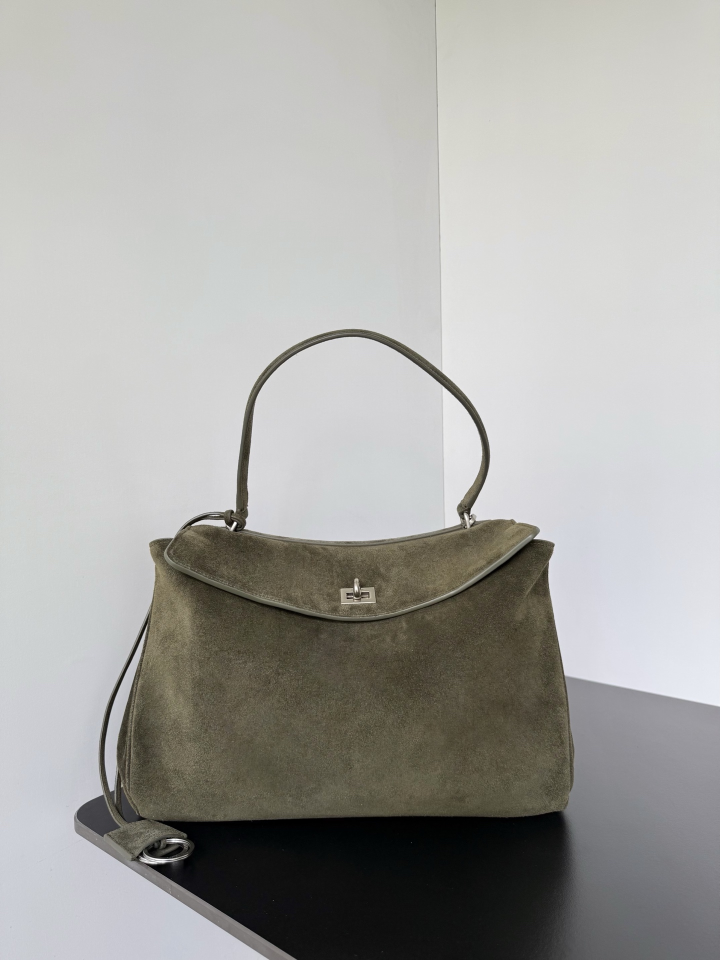 Balenciaga Rodeo Suede Handbag, Stylish and Functional - Olive Green