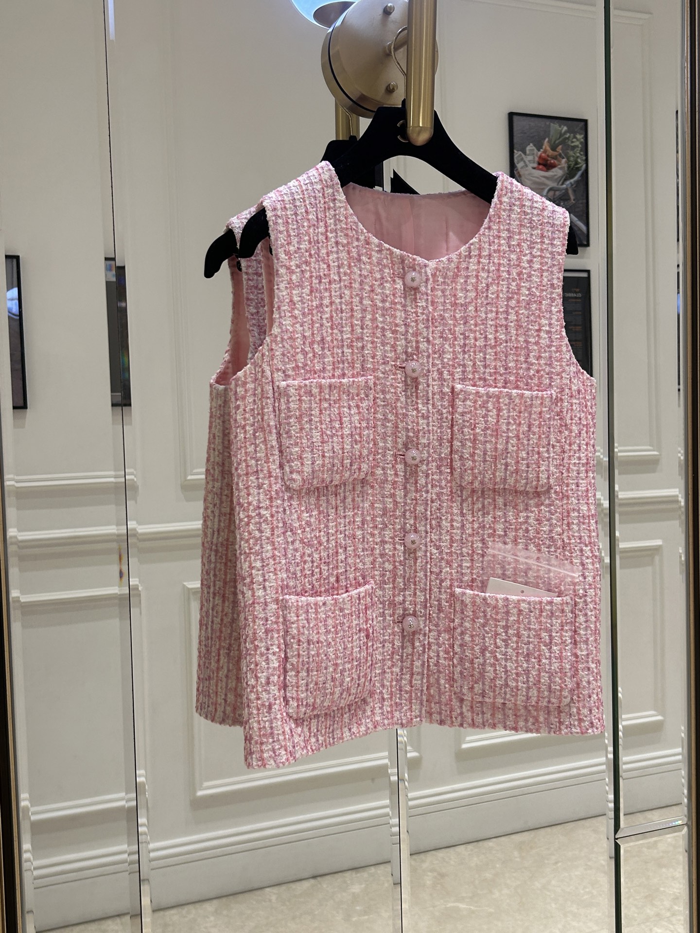NO:330253,Original single ruthless women's clothing with packaging Cha* pink and tender woven dress vest pink and tender girl's heart is full of SML details real shot size chart, alexander wang19860909原单狠货女装 配包装Cha*粉嫩编织洋装马甲 粉粉嫩嫩少女心拉满了 SML 细节实拍 尺寸表,,alexander wang,Women's clothing