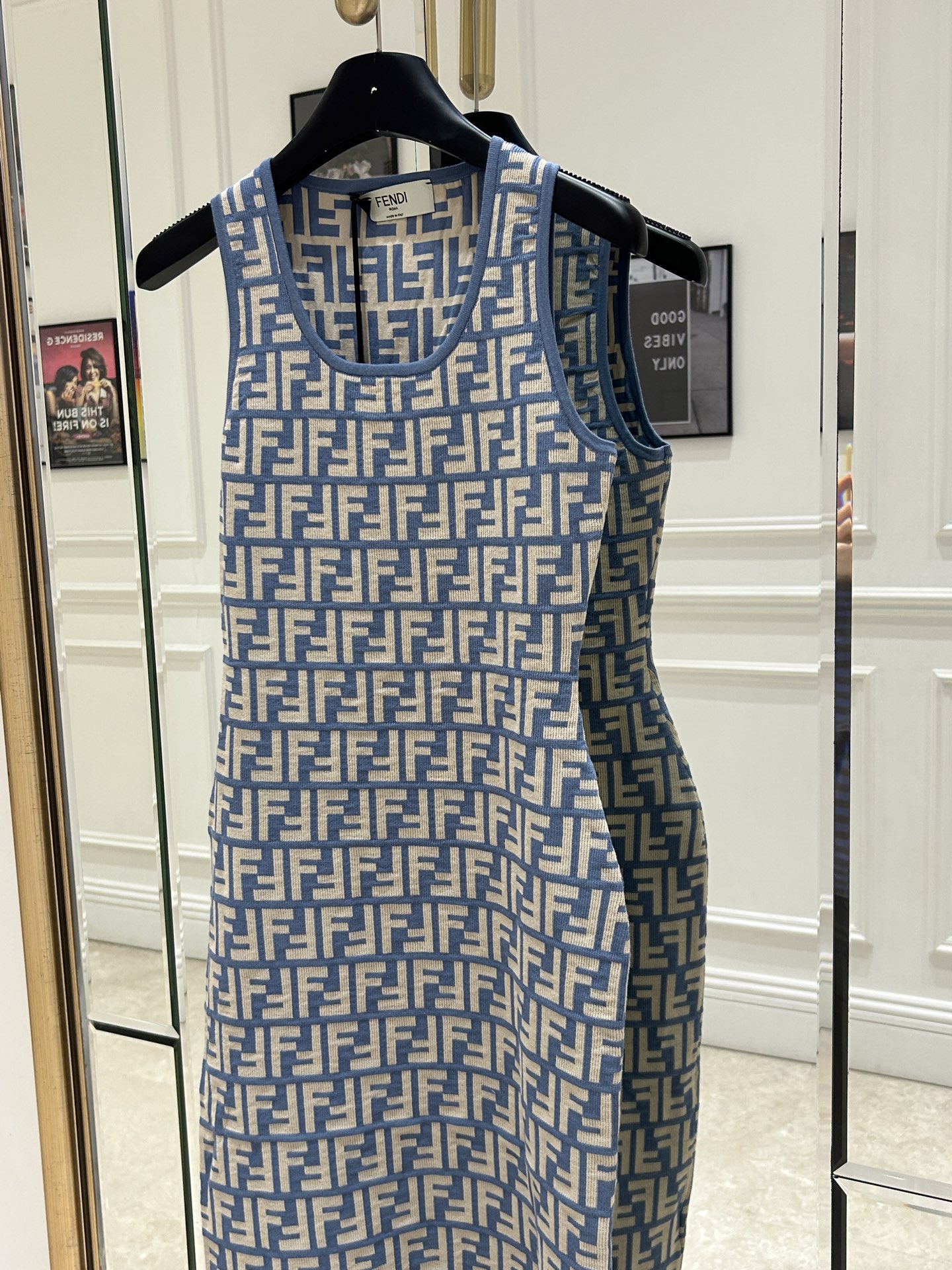 Fend Sleeveless Printed Knit Dress - FF Jacquard Cotton Slim Fit Summer Dress 3 i1743672844753 397 0 1