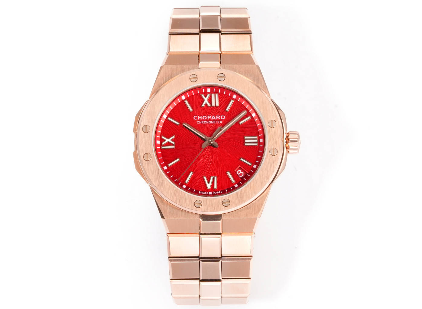 NO:339094,White Gold All Gold GH-Factory Exclusive masterpiece Chopard Alpine Eagle Snow Mountain Proud Wing Series Rujuan's gaze, comparable to the dark night stars shining between mountains, rivers, lakes and seas to see the gentleman's vision and majestic future. The size is the same as 41mmX9.7mm Movement is modified by Chopard 01.01-c Bracelet Exclusive original open mold gold brick chain link integrated bracelet. Rock pattern dial, rhodium-plated Roman numerals, hour and minute hand hour markers are all covered with Super-LumiNova X1 fluorescent coating to present the contemporary 