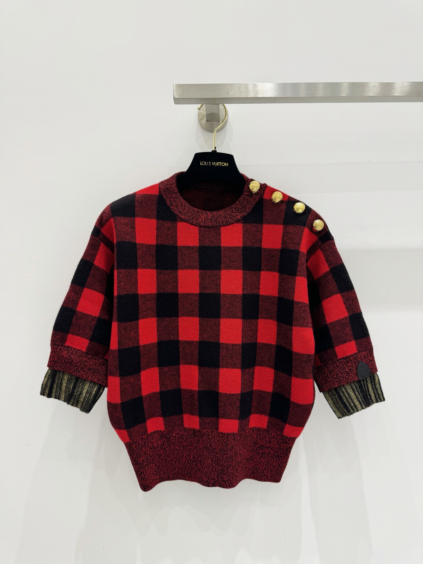 NO:508289,Lv plaid shoulder buckle short sleeves!  1 color/SML, louis vuitton, T-shirt, alexander wang19860909Lv格子肩扣短袖！1色/SML,,louis vuitton,T-shirt,alexander wang,Women's clothing