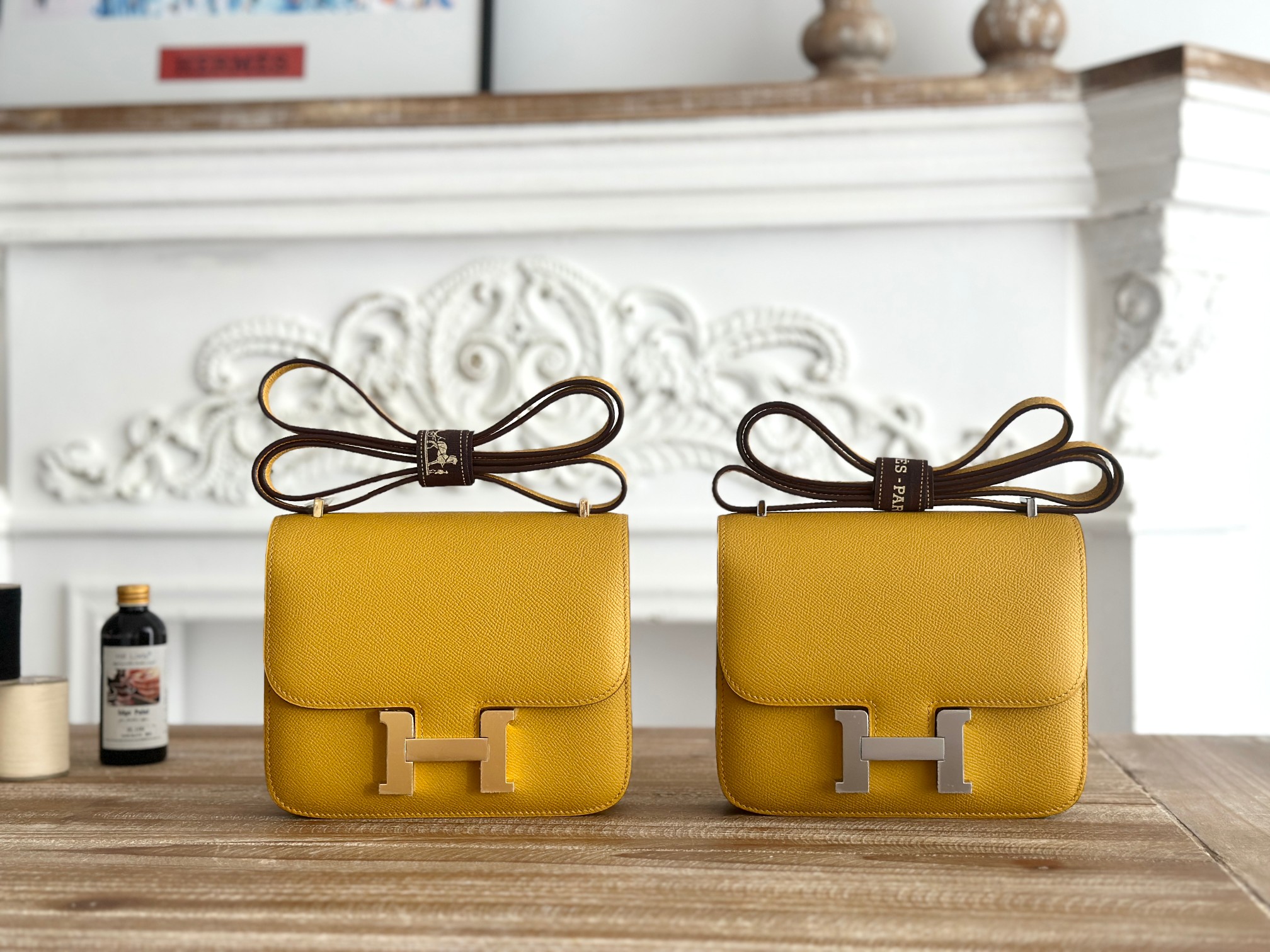 Hermes Constance Mustard Yellow crossbody everyday