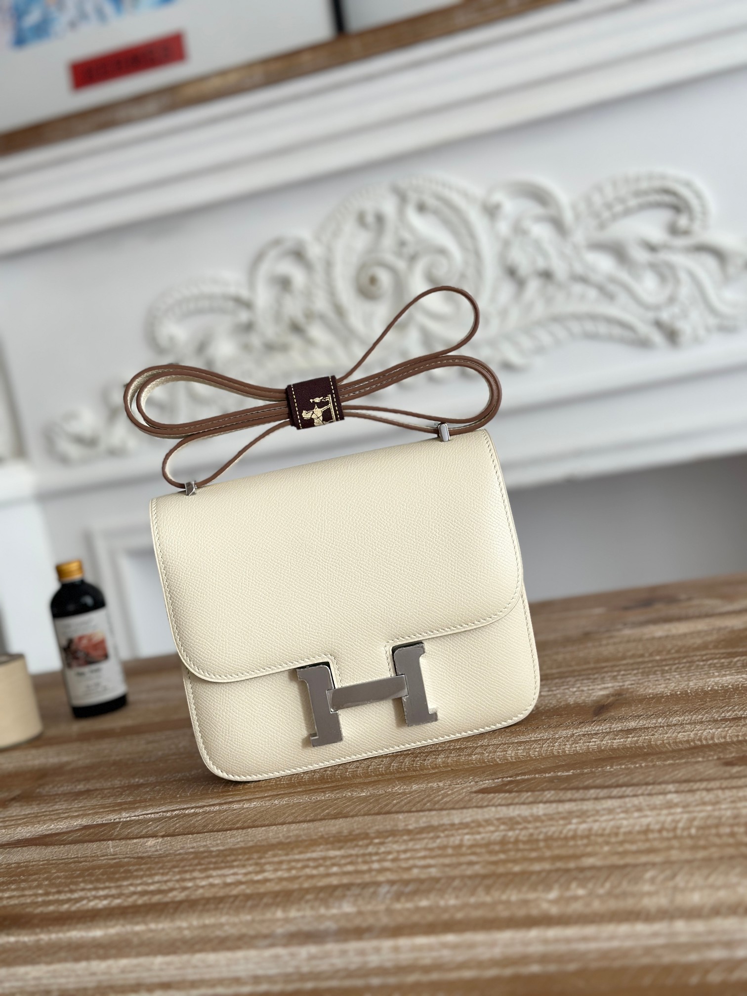 Hermes Constance Sacos de corpo cruzado & Ombro Réplica online
 Batido Branco Costura Pele de vitelo Couro vaca Epsom