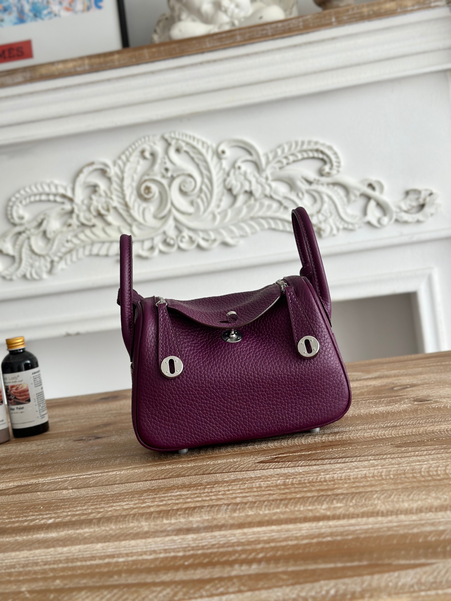 Hermes Lindy Sacos de corpo cruzado & Ombro Loja de designer por atacado
 Anemona Roxo Costura Hardware Prata