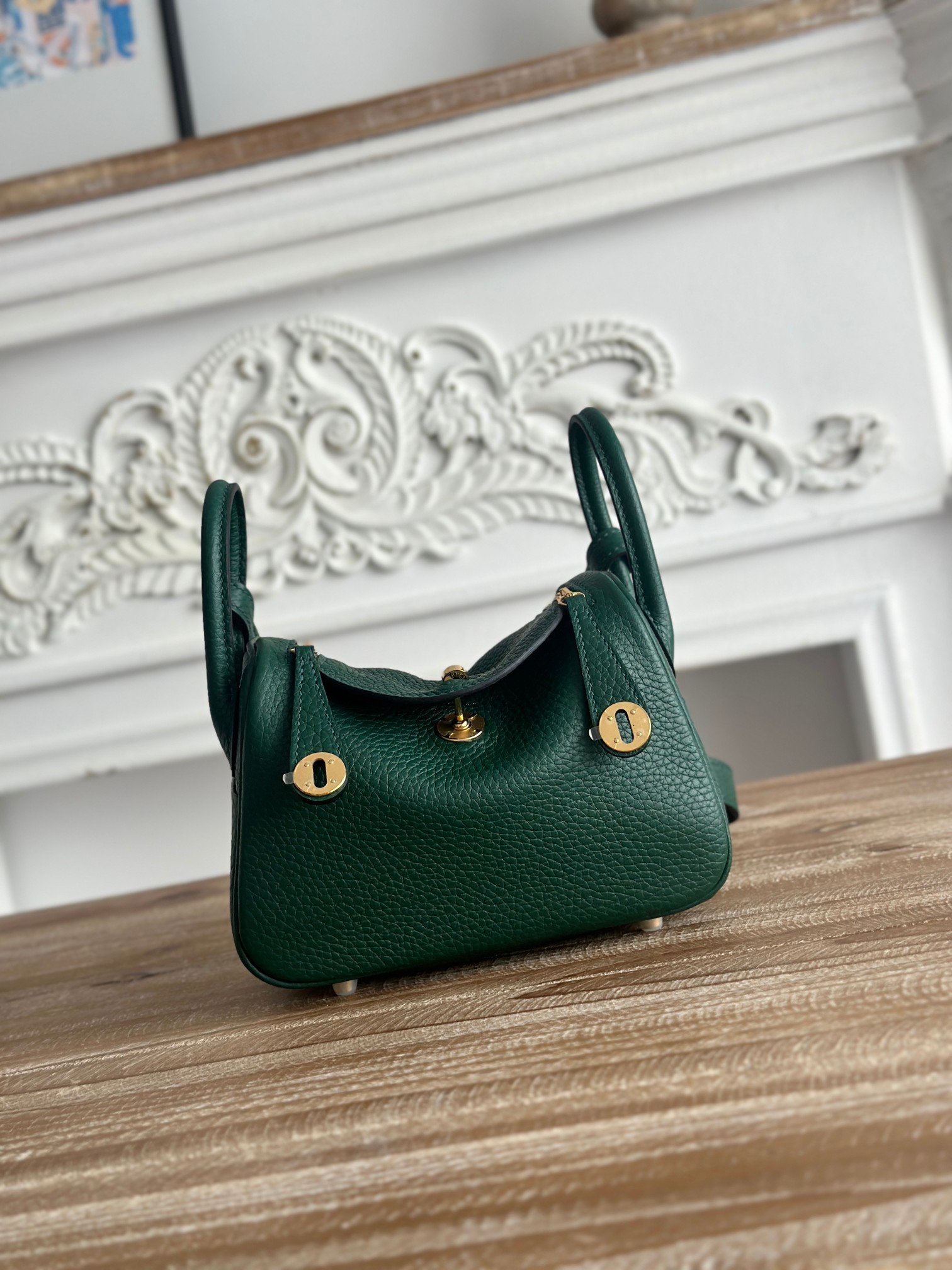 Hermes Lindy Sacos de corpo cruzado & Ombro Espelho Copiar luxo
 Verde Costura Hardware Dourado