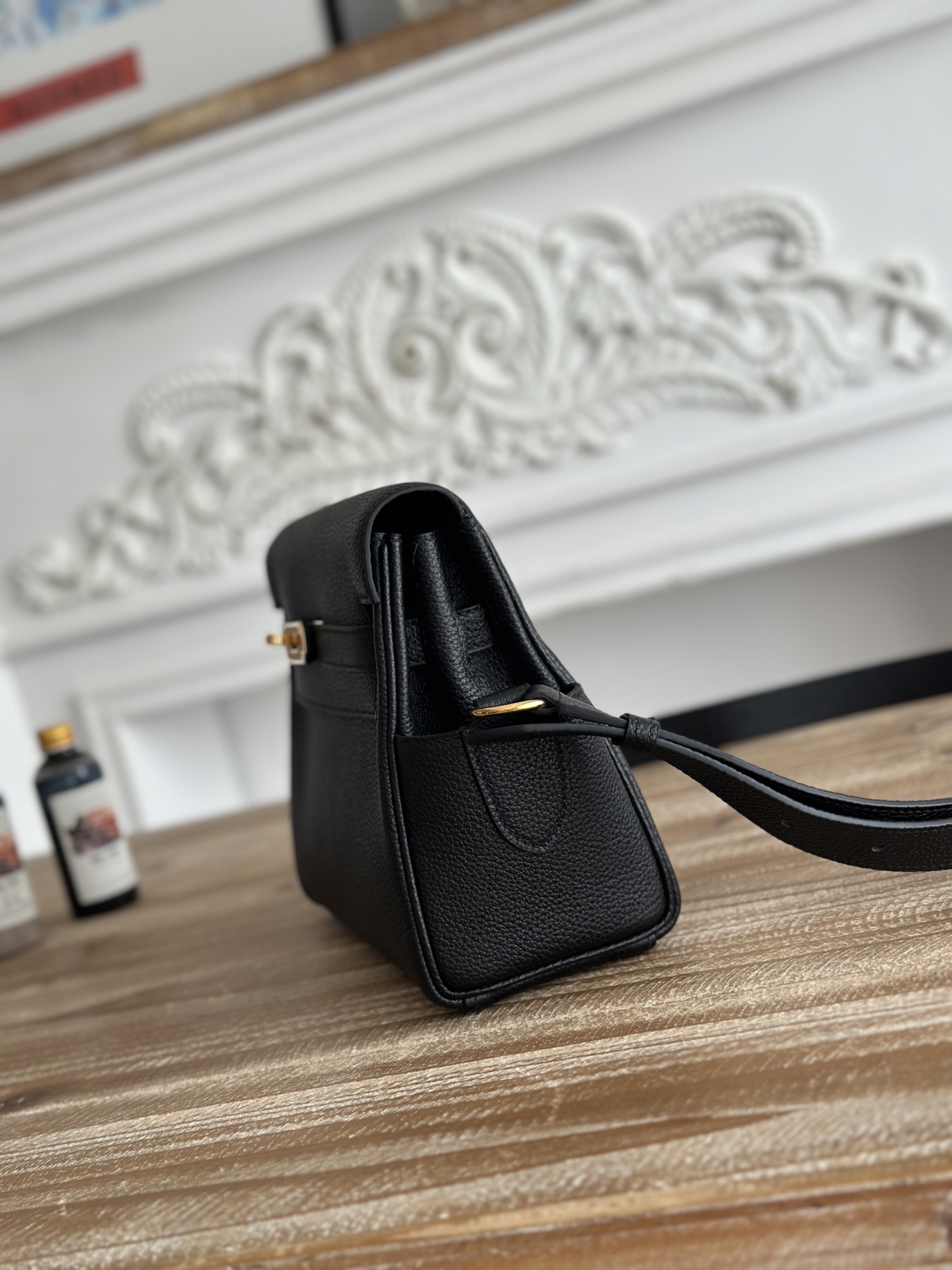 Hermes Kelly Messenger Black Togo crossbody everyday