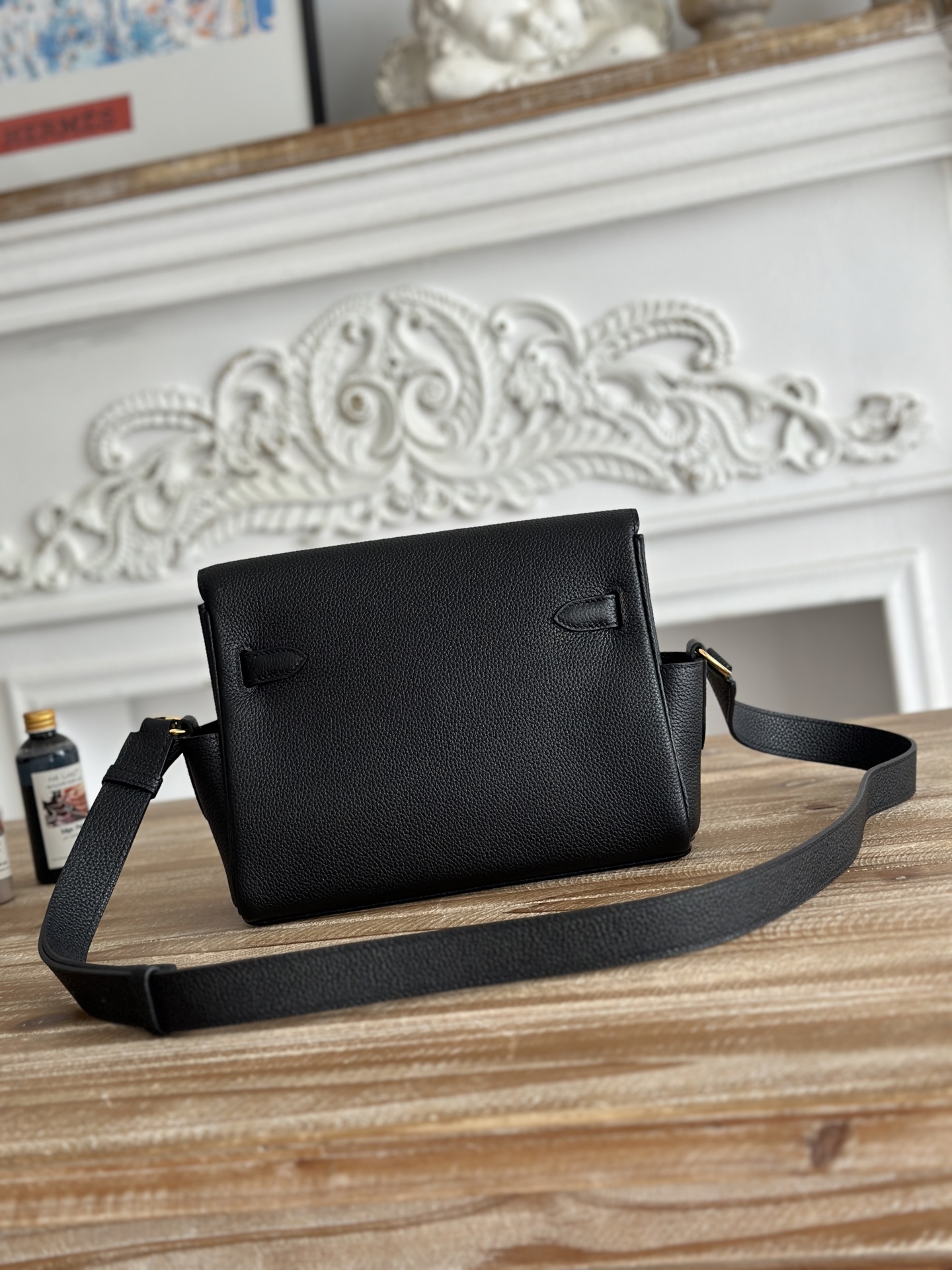 Hermes Kelly Messenger Black Togo crossbody everyday