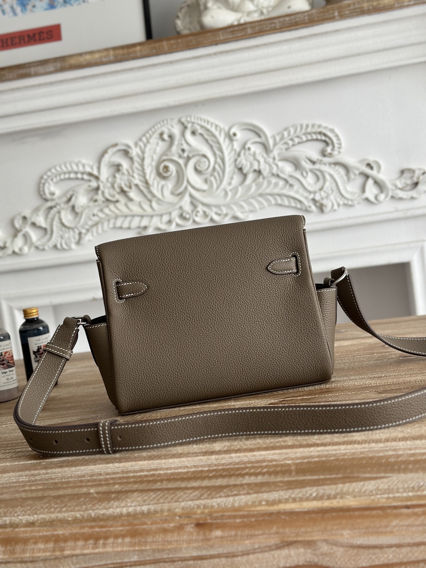 Hermes Kelly Messenger Etoupe Togo crossbody everyday