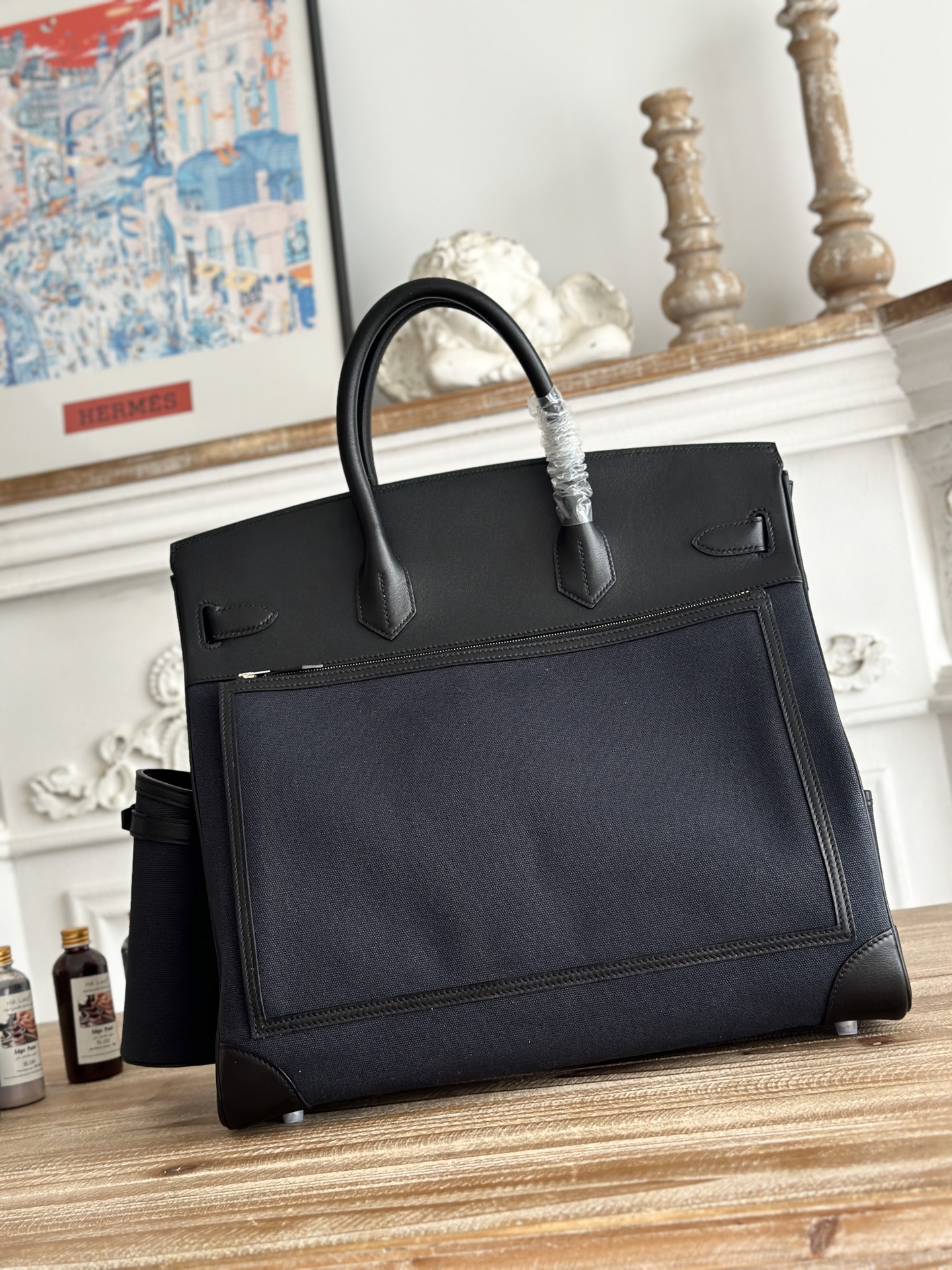 Hermes HAC Cargo Black canvas and leather 40 travel everyday