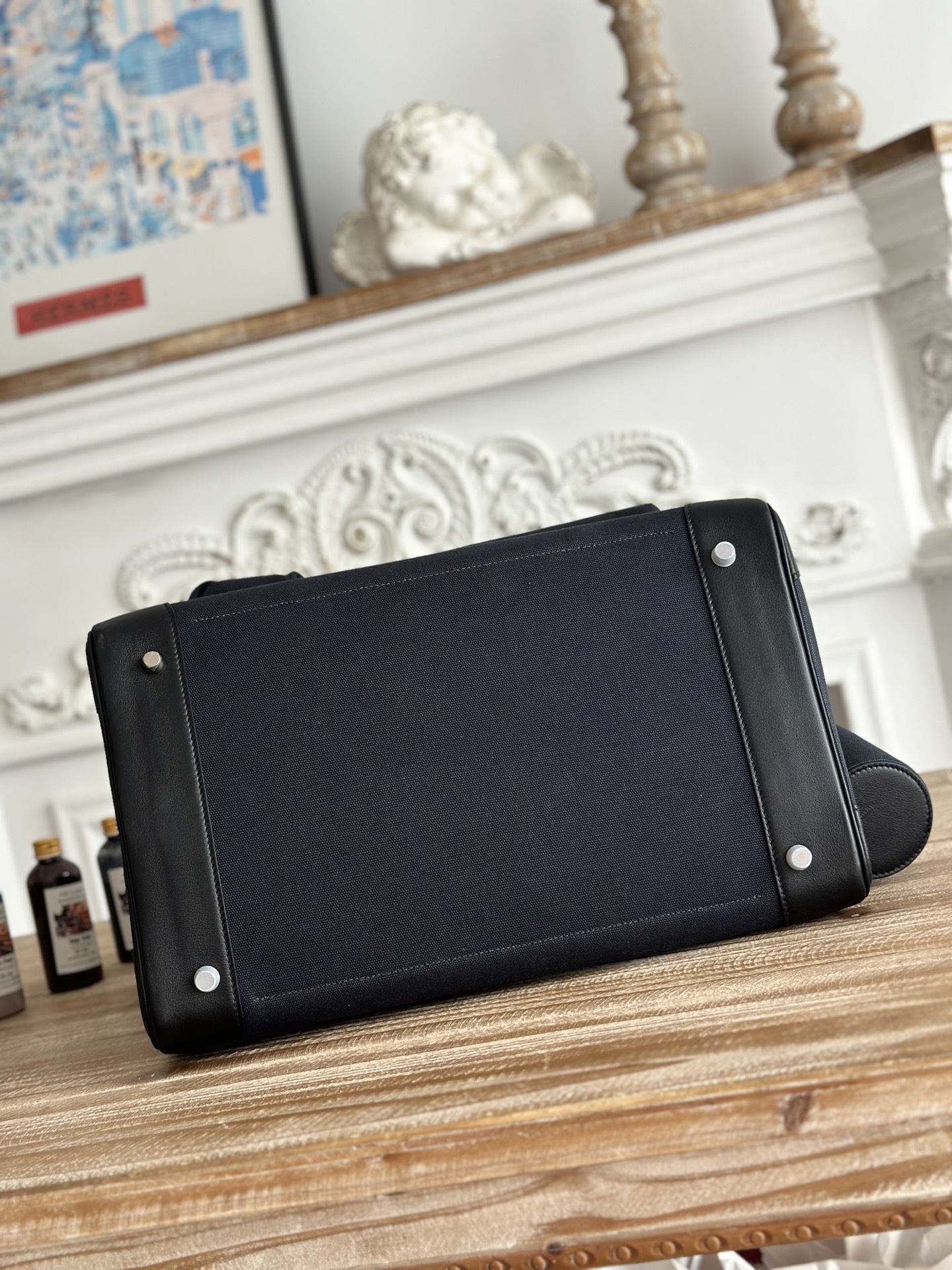 Hermes HAC Cargo Black canvas and leather 40 travel everyday