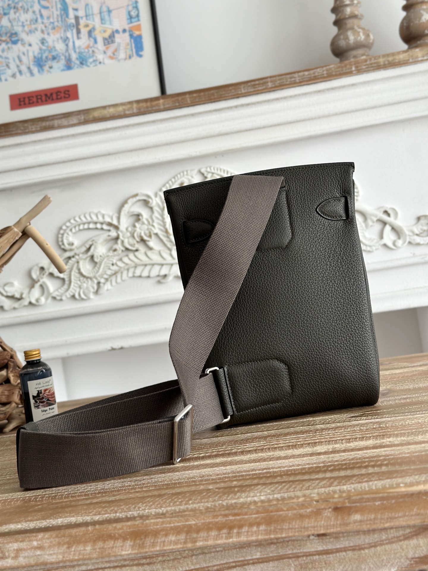 Hermes HAC a dos Grey green crossbody everyday