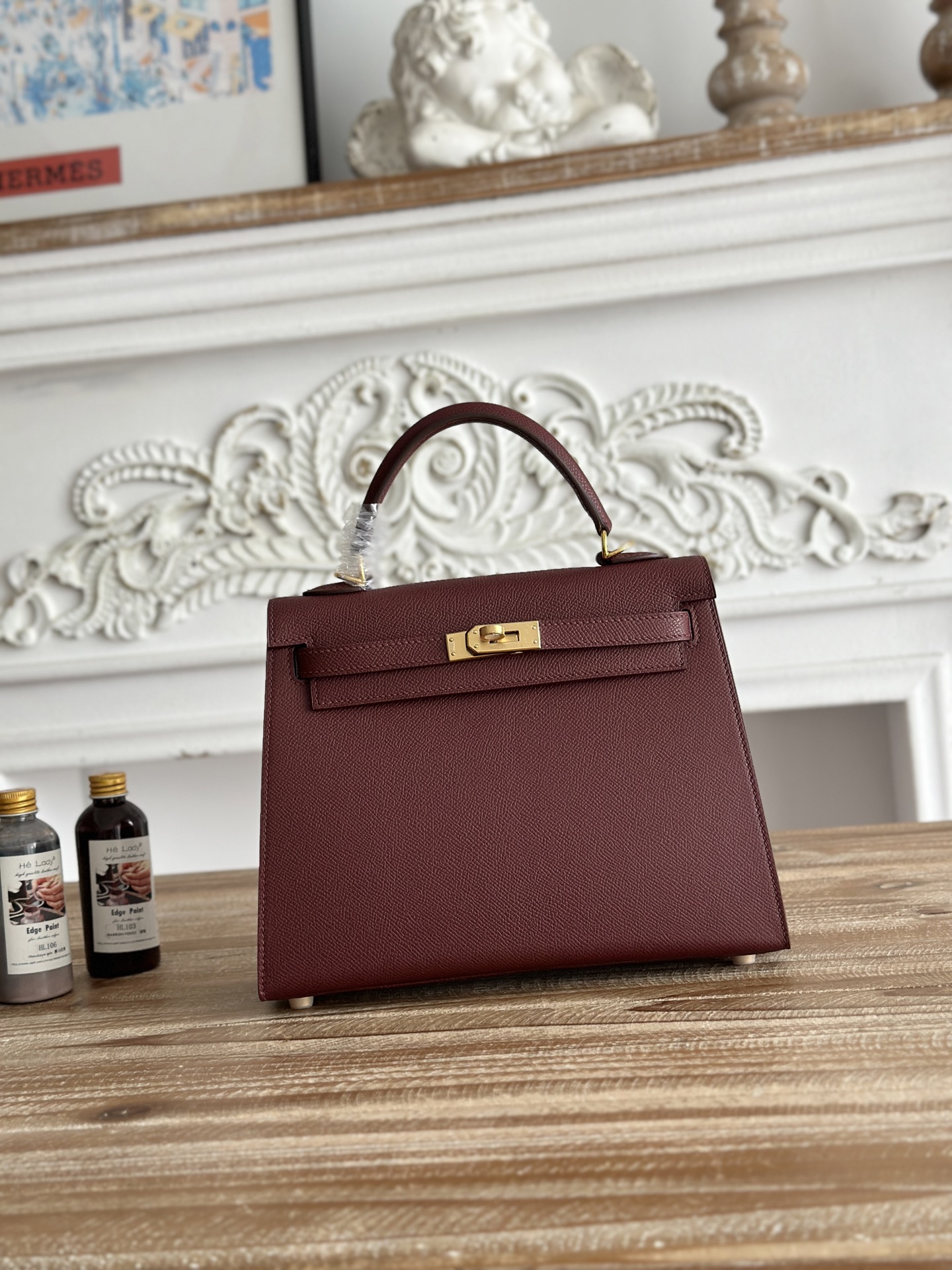NO:894026,Kelly esom leather, semi-hand-stitched wax thread, color burgundy, gold buckle, size 25cm, Hermes, hermes, Hermes,19860909凯莉Kelly esom皮 半手工手缝蜡线 颜色酒红、金扣 尺寸25cm,爱马仕,hermes,Hermes,,Bag