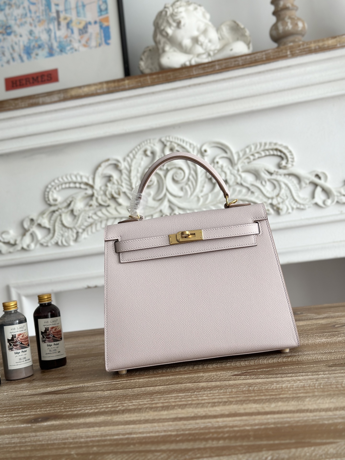 NO:894032,Kelly esom leather, semi-hand-stitched wax thread, color mallow purple, gold buckle, size 25cm, Hermes, Hermes, Hermes,19860909凯莉Kelly esom皮 半手工手缝蜡线 颜色锦葵紫、金扣 尺寸25cm,爱马仕,hermes,Hermes,,Bag