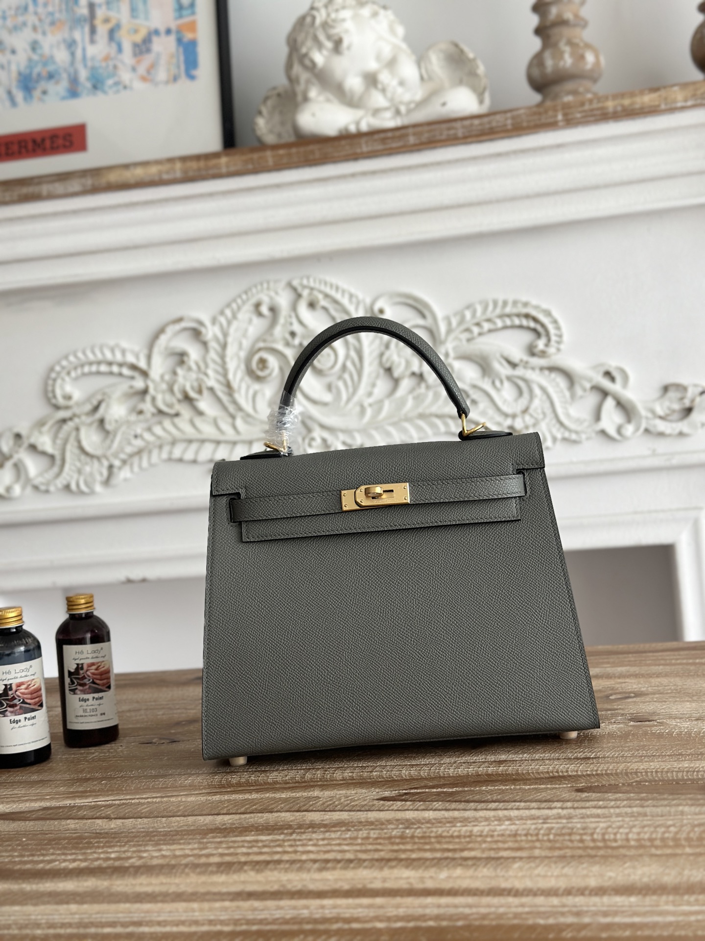 NO:894043,Kelly esom leather, semi-hand-stitched wax thread, color cumulonimbus gray, gold buckle, size 25cm, Hermes, hermes, Hermes,19860909凯莉Kelly esom皮 半手工手缝蜡线 颜色积雨云灰,金扣 尺寸25cm,爱马仕,hermes,Hermes,,Bag
