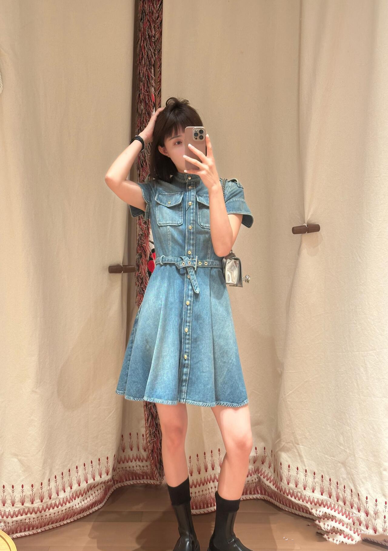 NO:328394,Alexander mcq* Early spring military style denim dress!  Cotton Custom Hardware SML, skirts, alexander wang19860909Alexander mcq*早春军风牛仔连衣裙！棉 定制五金 SML,,skirts,alexander wang,Women's clothing