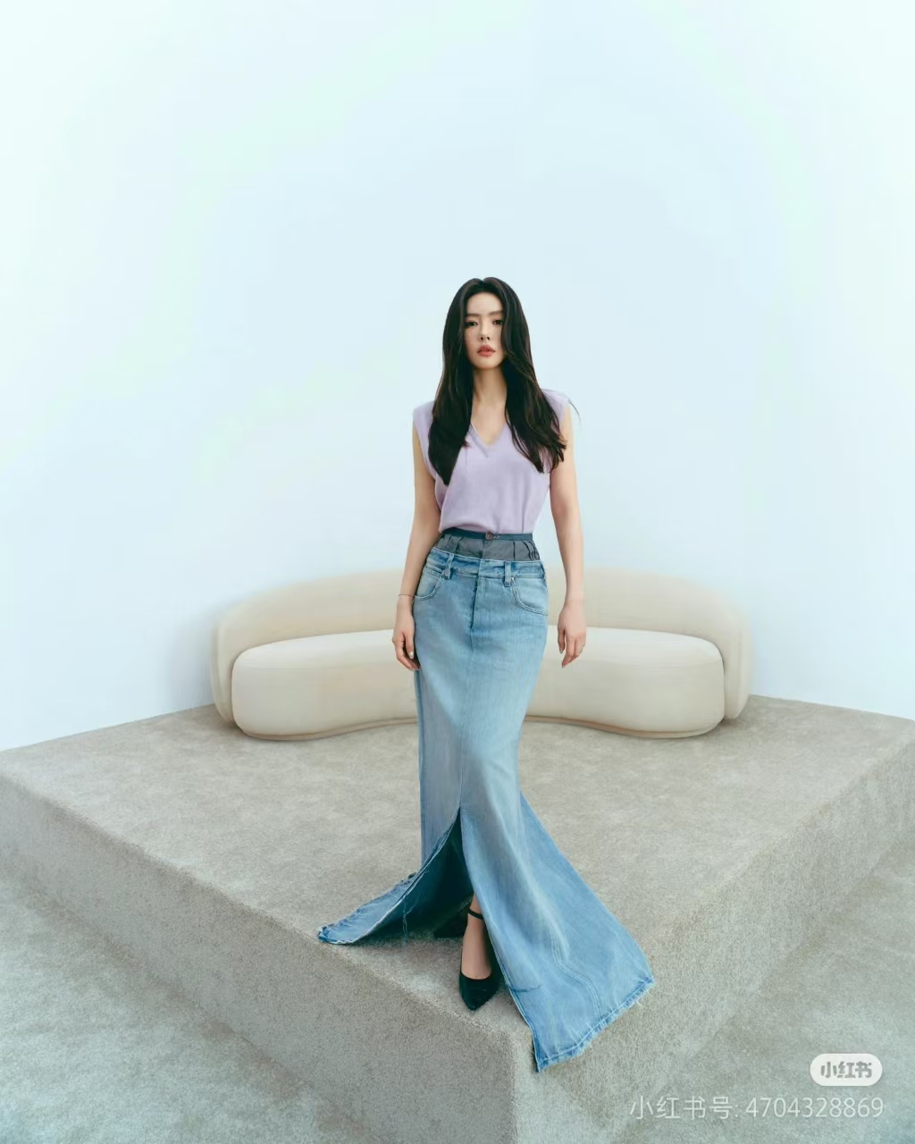 ♥️mm 双腰洗水牛仔长半裙！棉 SML