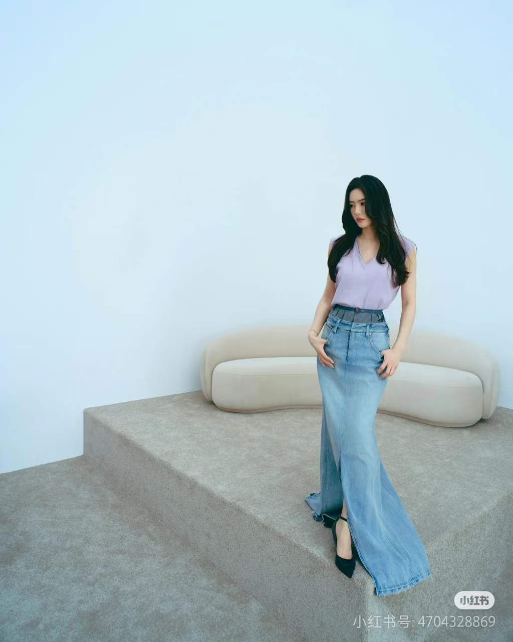 ♥️mm 双腰洗水牛仔长半裙！棉 SML