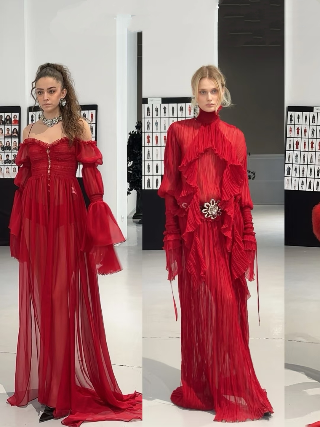 ❤️blum 荷叶打缆飘逸连衣裙！红白两色 SML