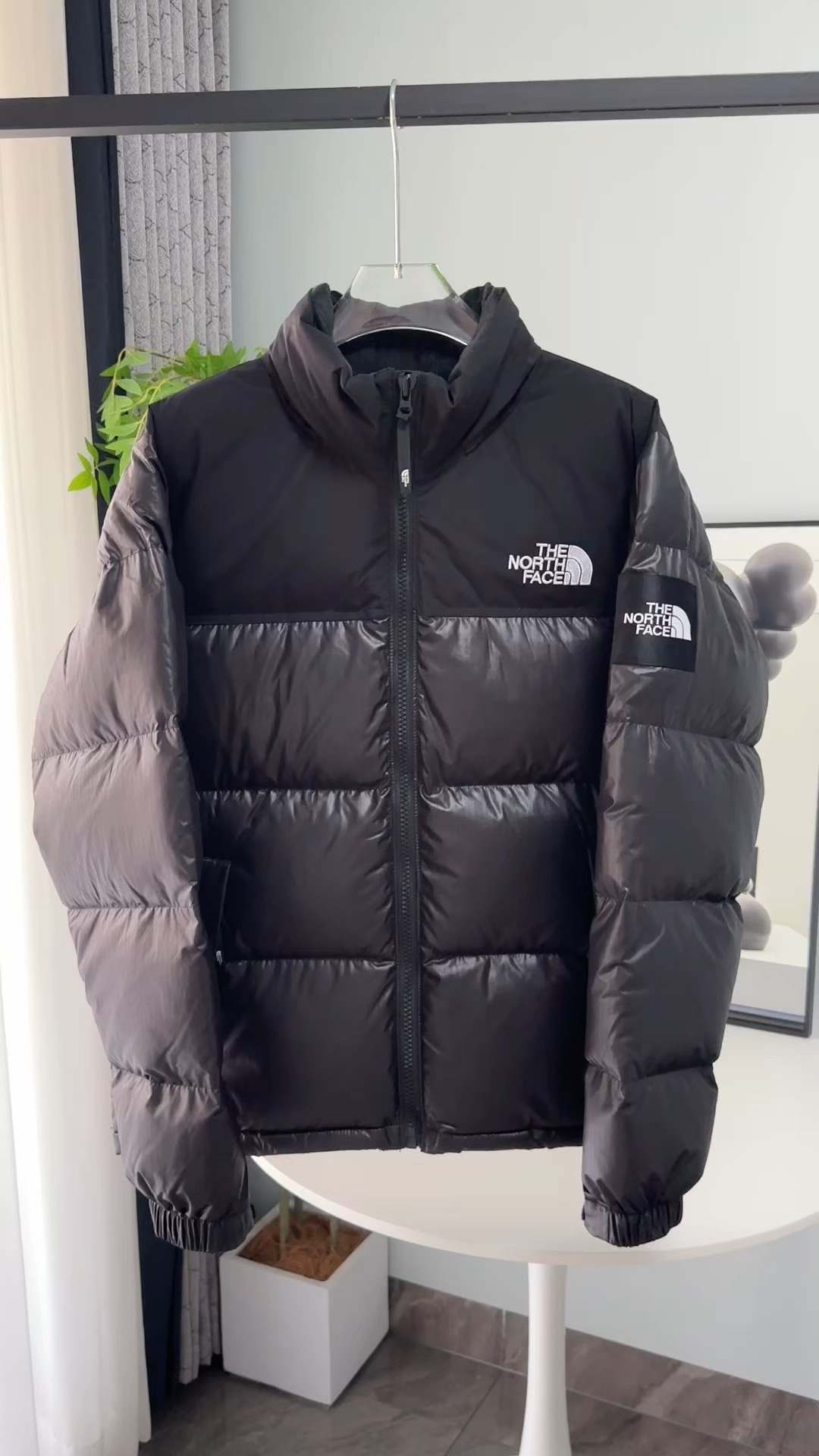 The North Face Clothing Down Jacket Black Lattice