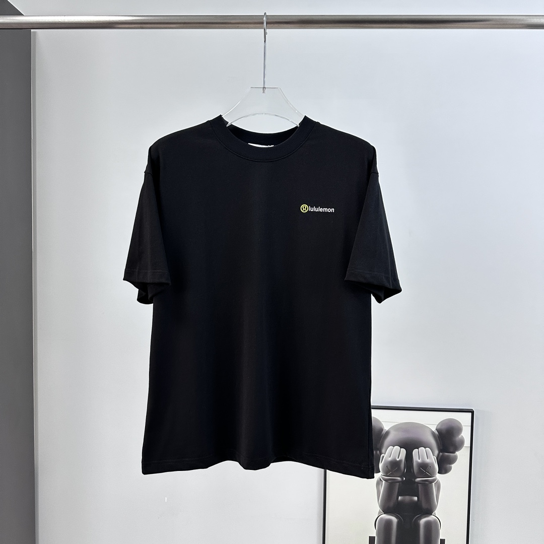 Lululemon｜露露乐蒙 经典硅胶logo字母印花圆领短袖T恤 白色 黑色