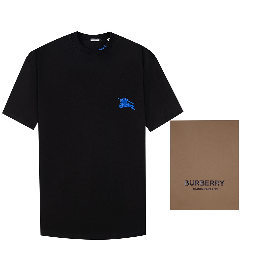 Burberry: Stylish Unisex Cotton T-shirt with Logo Embroidery