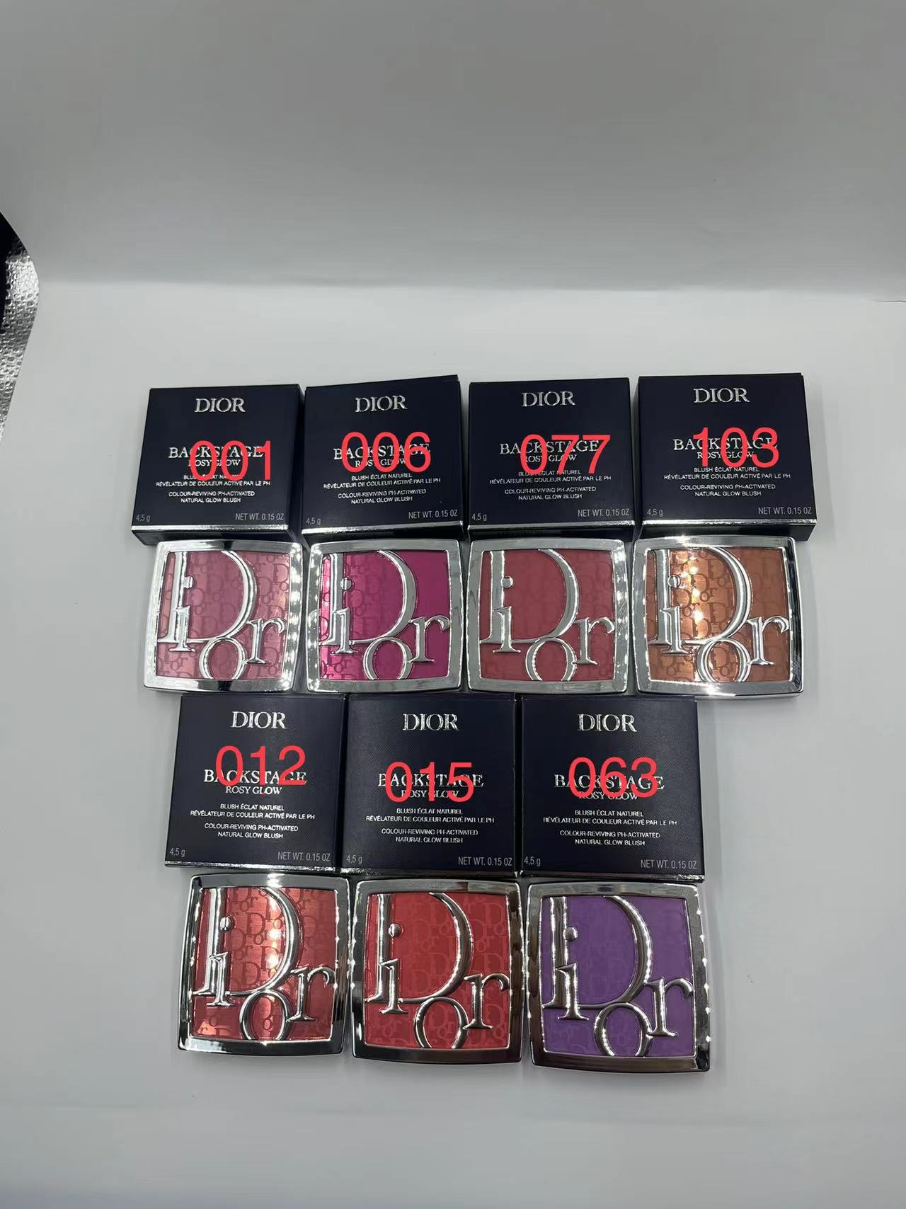 ¡30 ajuste de precio! 25 nuevo lote de Dior Backstage colorete en relieve de un solo color 4.5g 001#-PINK rosa claro 00…