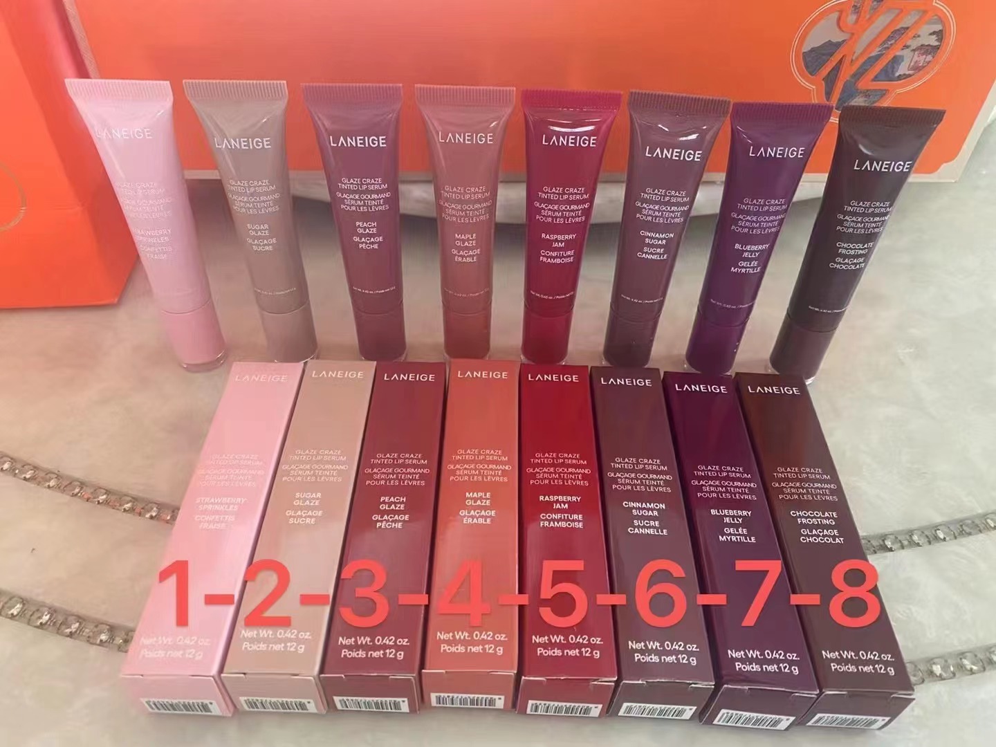 ¡20! ¡Líquido de labios donut de Laneige 12ml! Números de color 01-02-03-04-05-06-07-08-